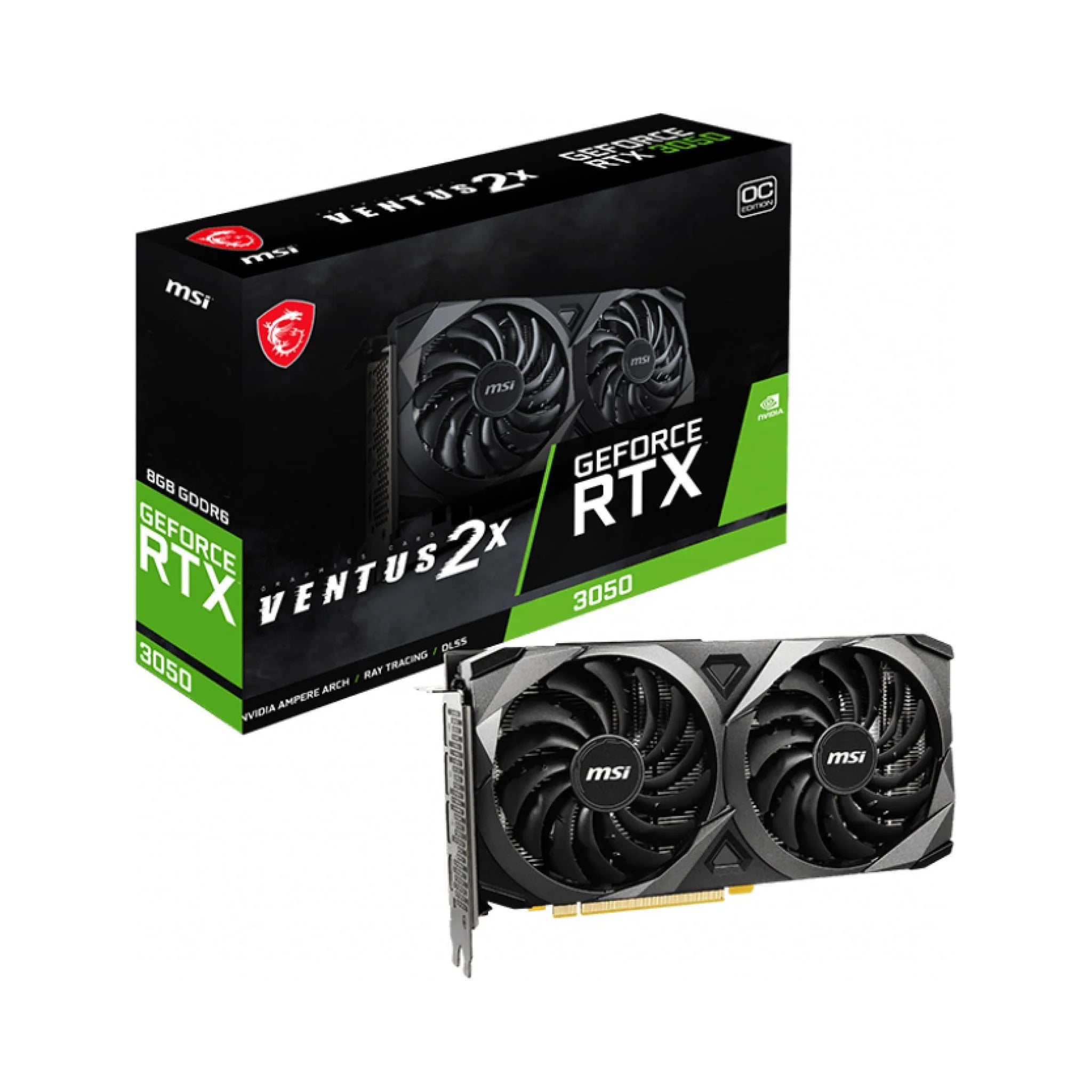 MSI NVIDIA GeForce RTX 3050 Ventus 2X OC 8GB GDDR6 Graphics Card