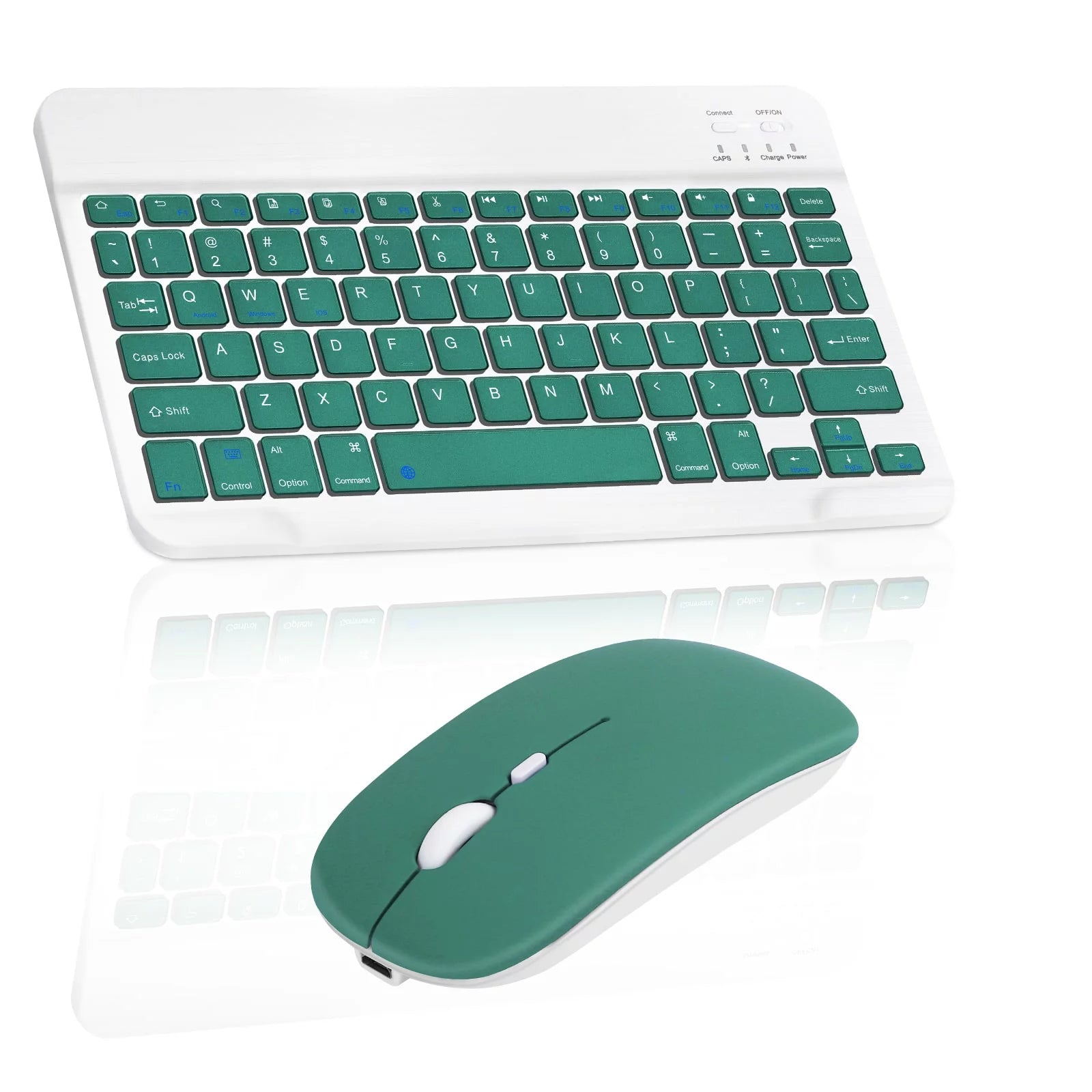 Rechargeable Bluetooth Keyboard and Mouse Combo Ultra Slim Full-Size Keyboard and Mouse for Lenovo Chromebook 11e 1st Gen Laptop and All Bluetooth Enabled Mac/Tablet/iPad/PC/Laptop - Jade Green