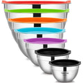 YIHONG Stainless Steel Mixing Bowls Set, 7 Pcs Metal Bowls with Lids for Kitchen, 0.7-4.5 Quarts