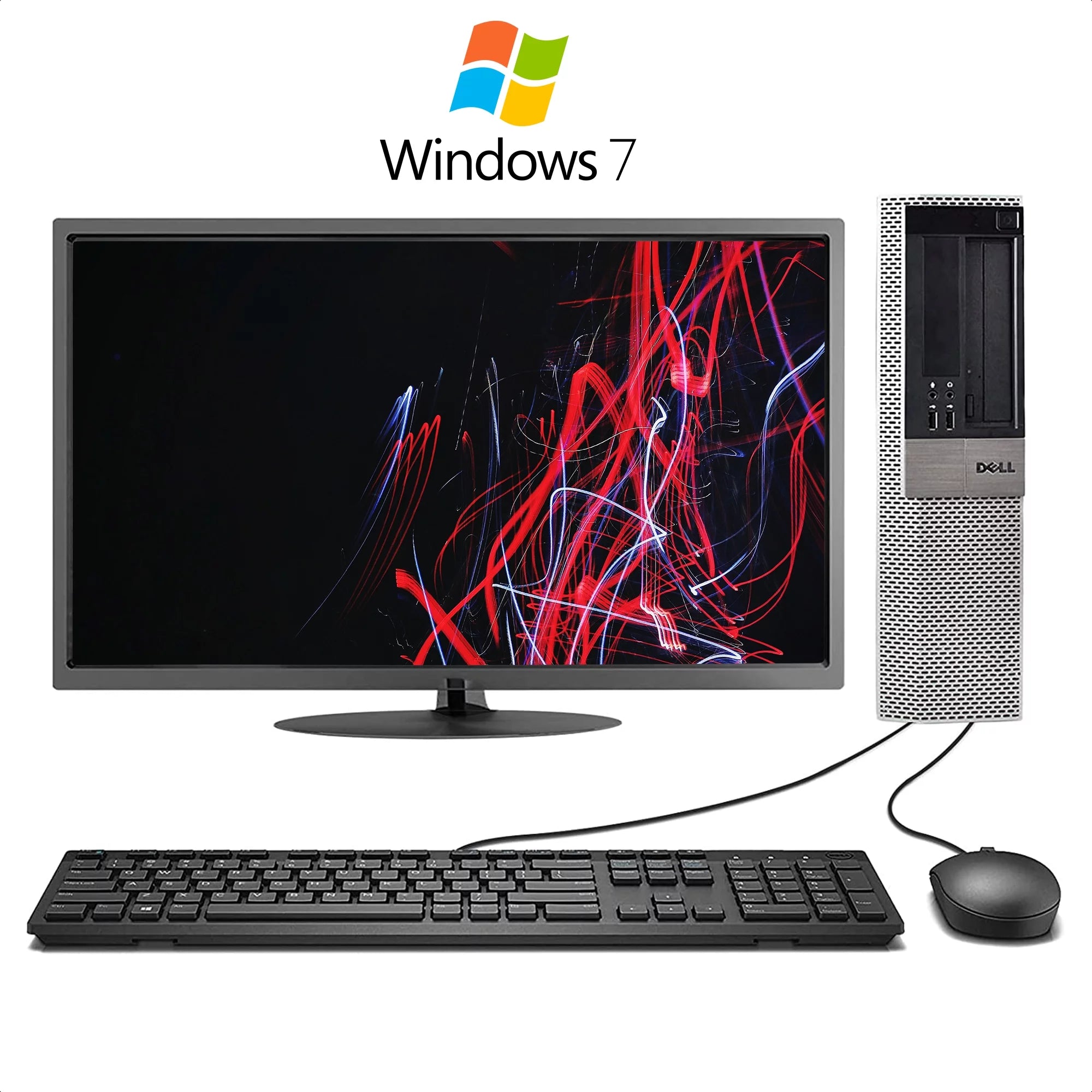 Used Dell OptiPlex Windows 7 Desktop Computer Bundle with a Intel i3 Dual Core Processor 16GB of Ram 1TB HDD DVD and Wi-Fi
