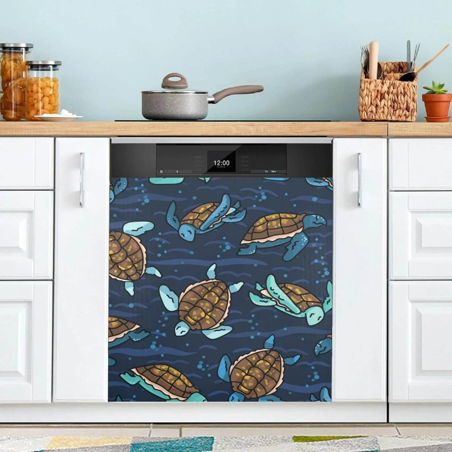 Hyjoy Sea Turtle Dishwasher Magnet Cover Decorative Magnetic Door Cover Front Dishwasher Cover Decoration Kitchen Magnetic Panel Sticker for Kitchen,23x26inch