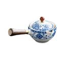 360 Degree Rotation Tea Kettle ,Removable Handheld Tea Dispenser ,Porcelain Side Handle Tea Maker for Restaurant ,Travel Outdoor Party Office light blue