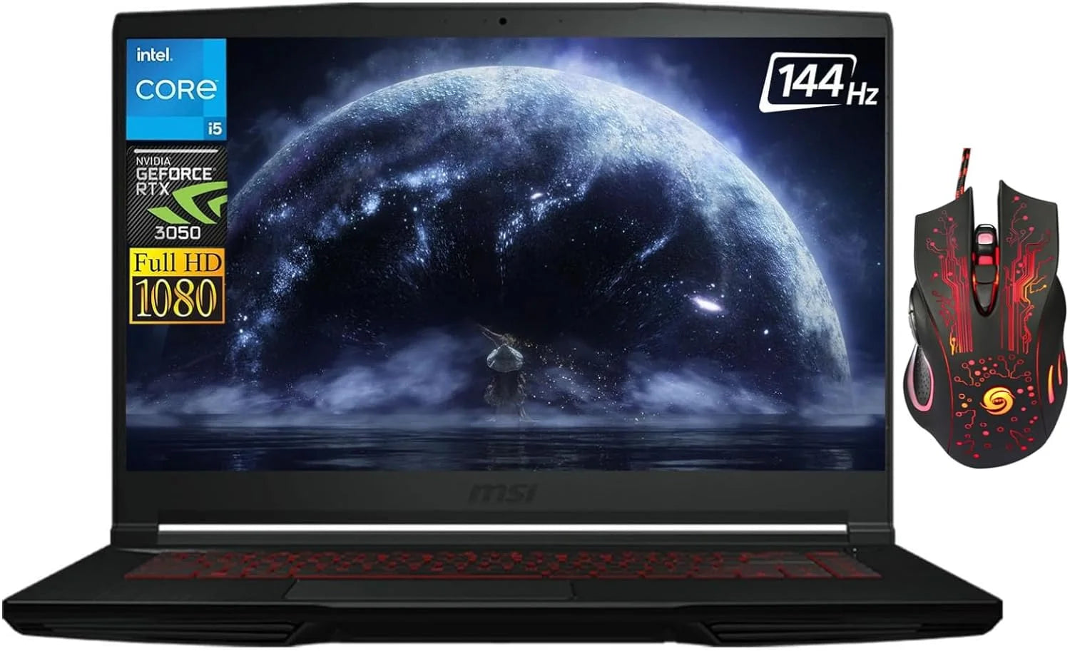 MSI GF63 Gaming Laptop, 15.6 FHD IPS, Intel Core i5-11400H, NVIDIA GeForce RTX 3050, 32GB RAM, 2TB SSD, Wi-Fi 6, Backlit Keyboard, Bluetooth, Windows 11 Home, Cefesfy Gaming Mouse
