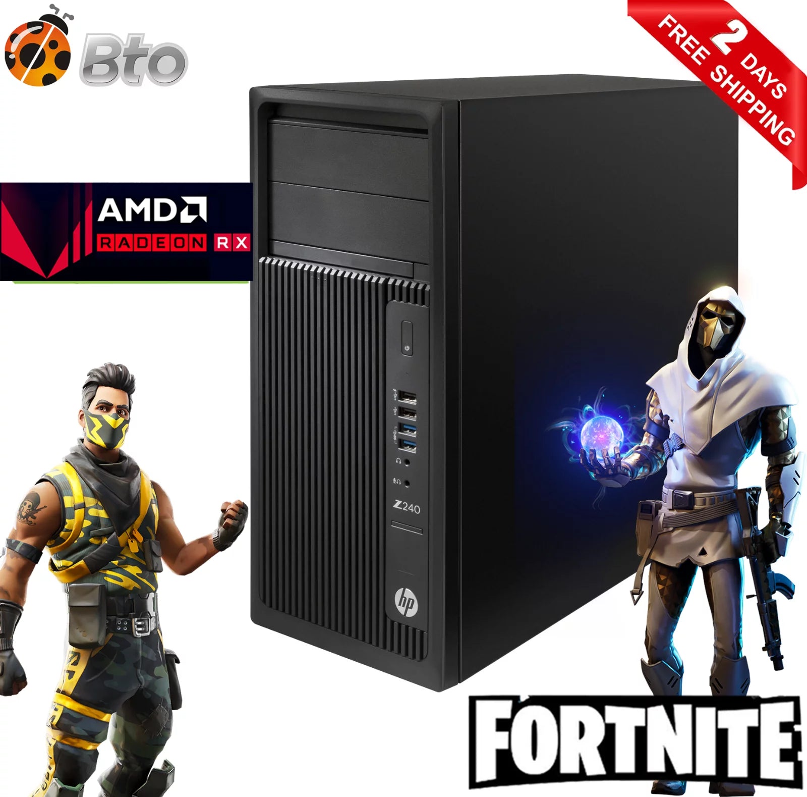 HP Z240 Workstation Gaming Computer Tower, Intel Core i5 6th Gen. 3.2GHz Processor, 16GB DDR4 Ram, 1TB HDD, AMD RX 550 4GB DDR5, Bto Keyboard and Mouse, WiFi, Windows 10 Desktop PC (Refurbished)