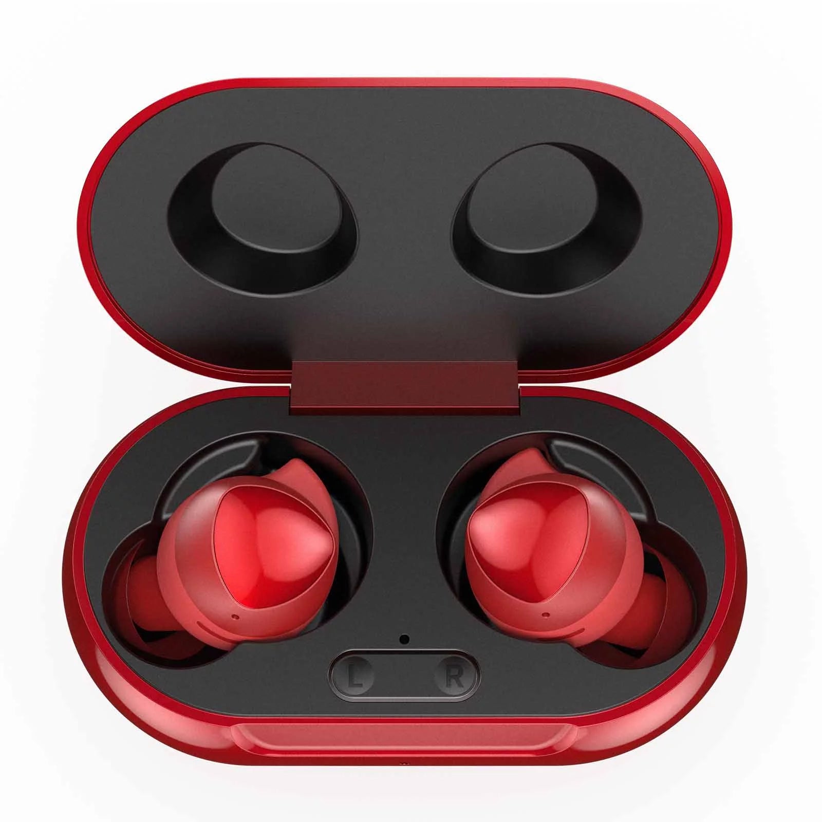UrbanX Street Buds Plus True Bluetooth Wireless Earbuds For LG V30 With Active Noise Cancelling (Charging Case Included) Red