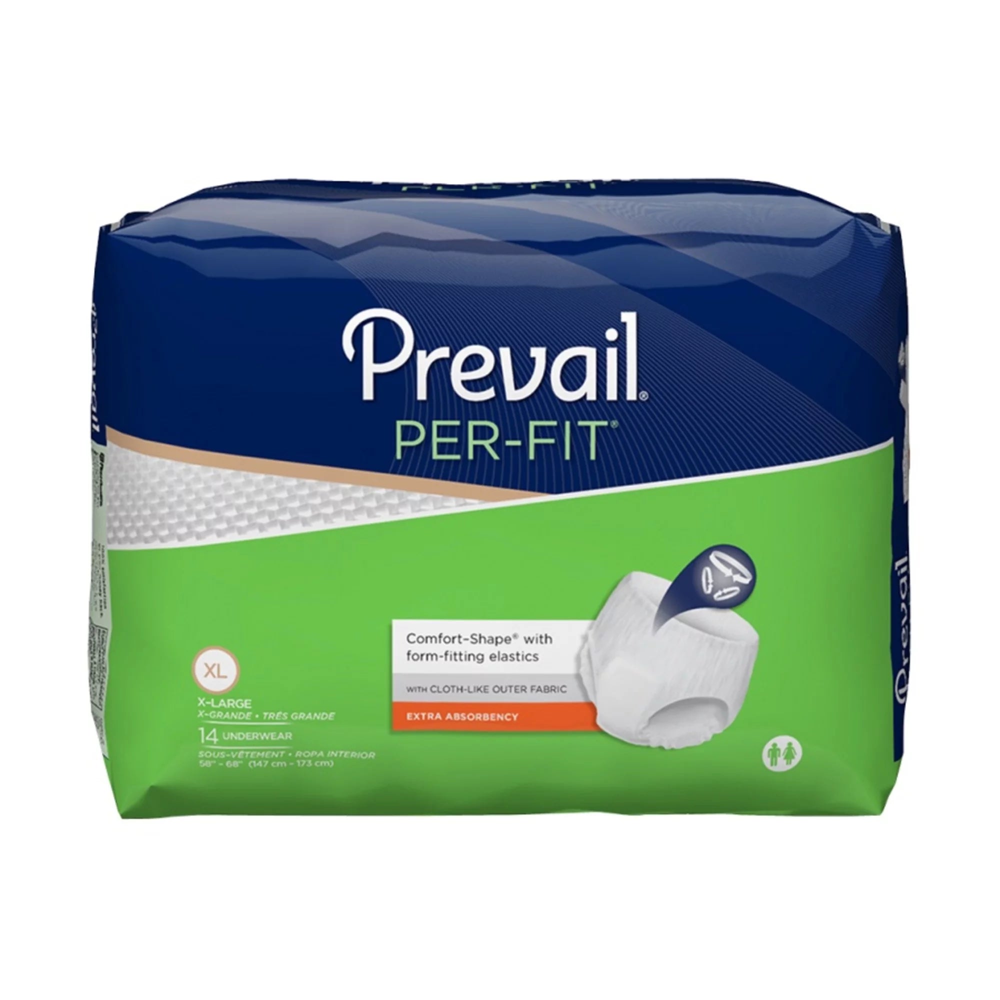 Prevail Per-Fit Protective Underwear, Pull Up Style, XL (58 to 68), Package of 14, 4 Pack (56 Total)