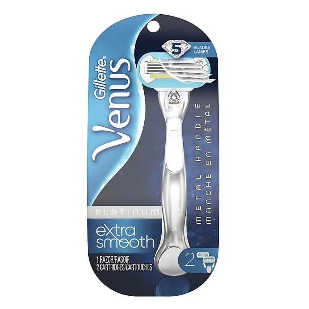 Gillette Venus Platinum Extra Smooth Metal Handle Womens Razor, 1 Ea, 3 Pack