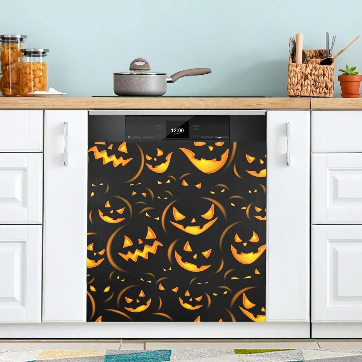 Hyjoy 23x26In Halloween Dishwasher Magnet Cover Decorative Magnetic Door Cover Front Dishwasher Cover Decoration Kitchen Magnetic Panel Sticker for Kitchen