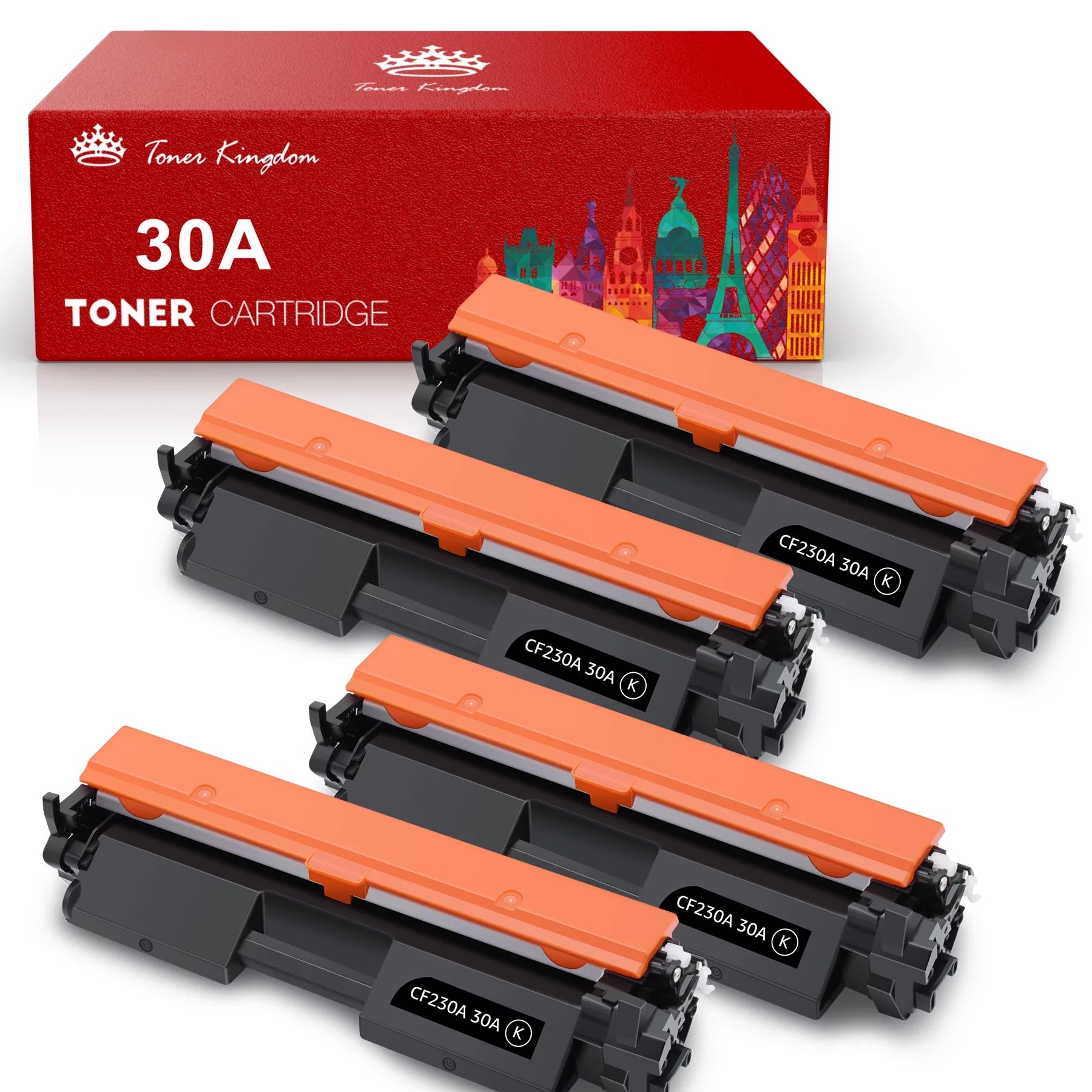 Toner Kingdom Compatible Toner for HP 30A CF230A Laserjet Pro MFP M227fdn M227fdw M203dw M203dn M203d M227sdn M203 M227 Printer Ink (Black, 4-Pack)