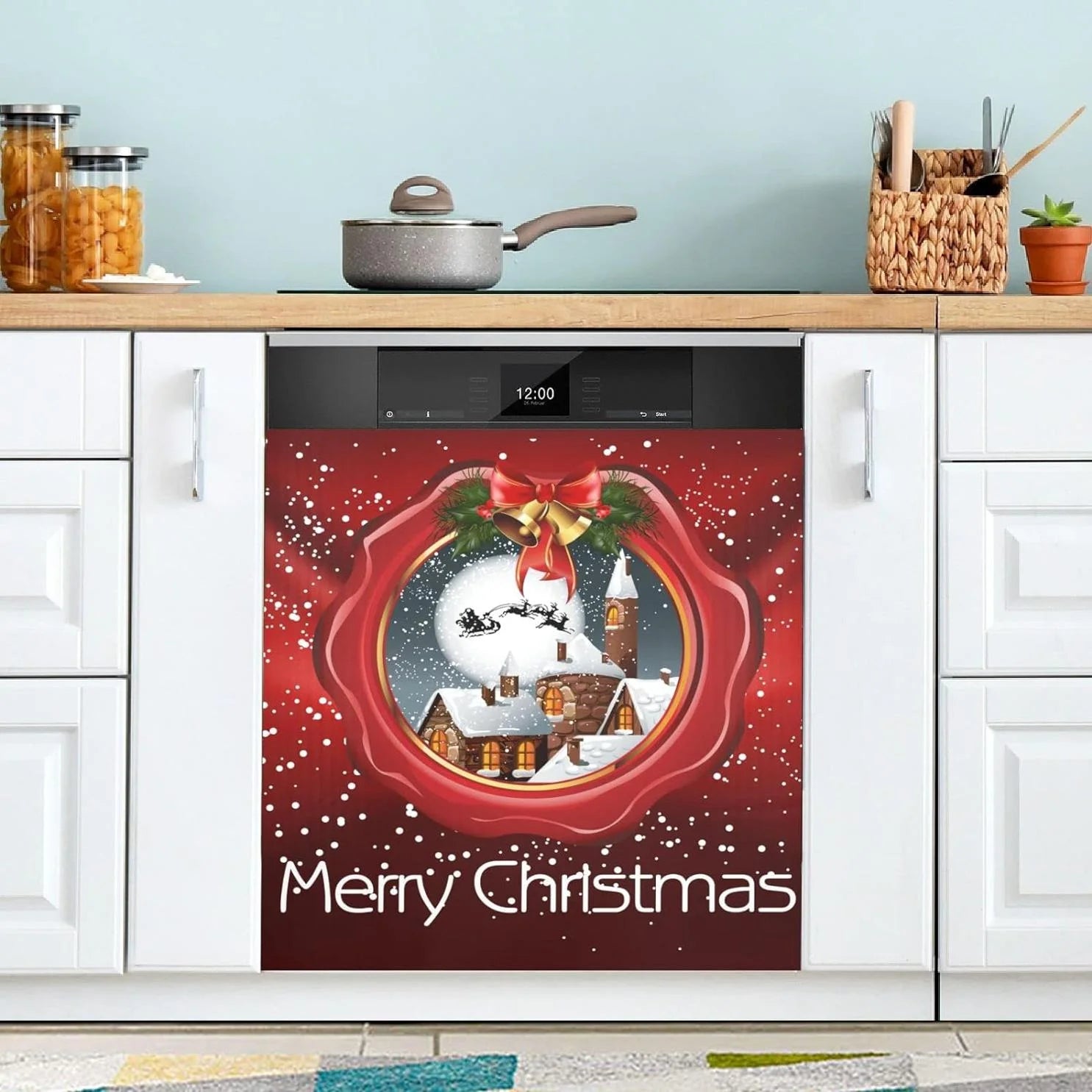 Hyjoy 23x26In Christmas Dishwasher Magnet Cover Decorative Magnetic Door Cover Front Dishwasher Cover Decoration Kitchen Magnetic Panel Sticker for Kitchen