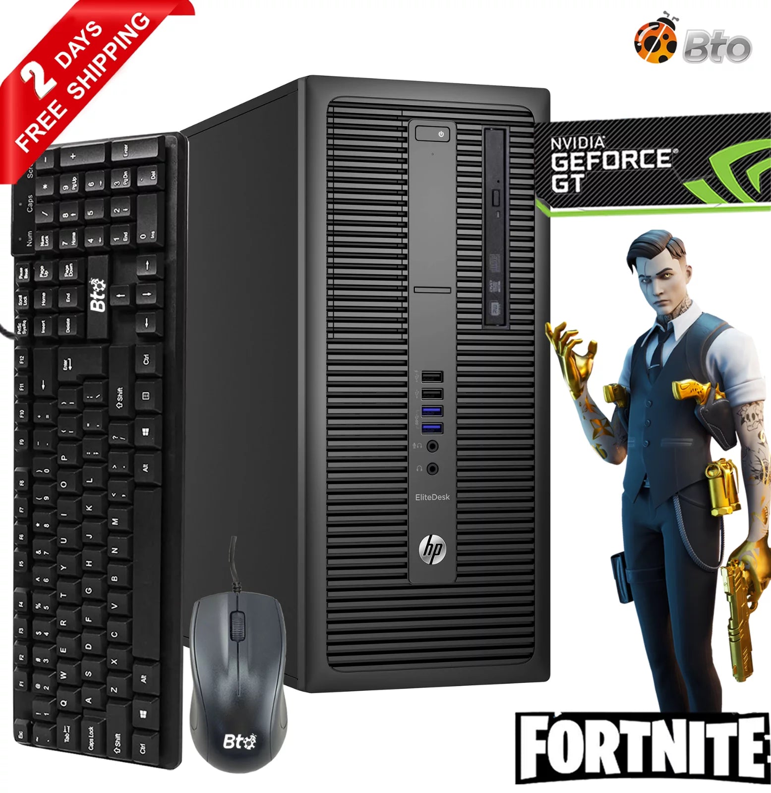Restored HP EliteDesk 800 G2 Gaming Computer Desktop Tower PC, Intel Core i3 6th Gen. Processor, 8GB DDR4 Ram, 128GB M.2 SSD, 500GB HDD, AMD RX 550 4GB DDR5, Wi-Fi Windows 10 (Refurbished)