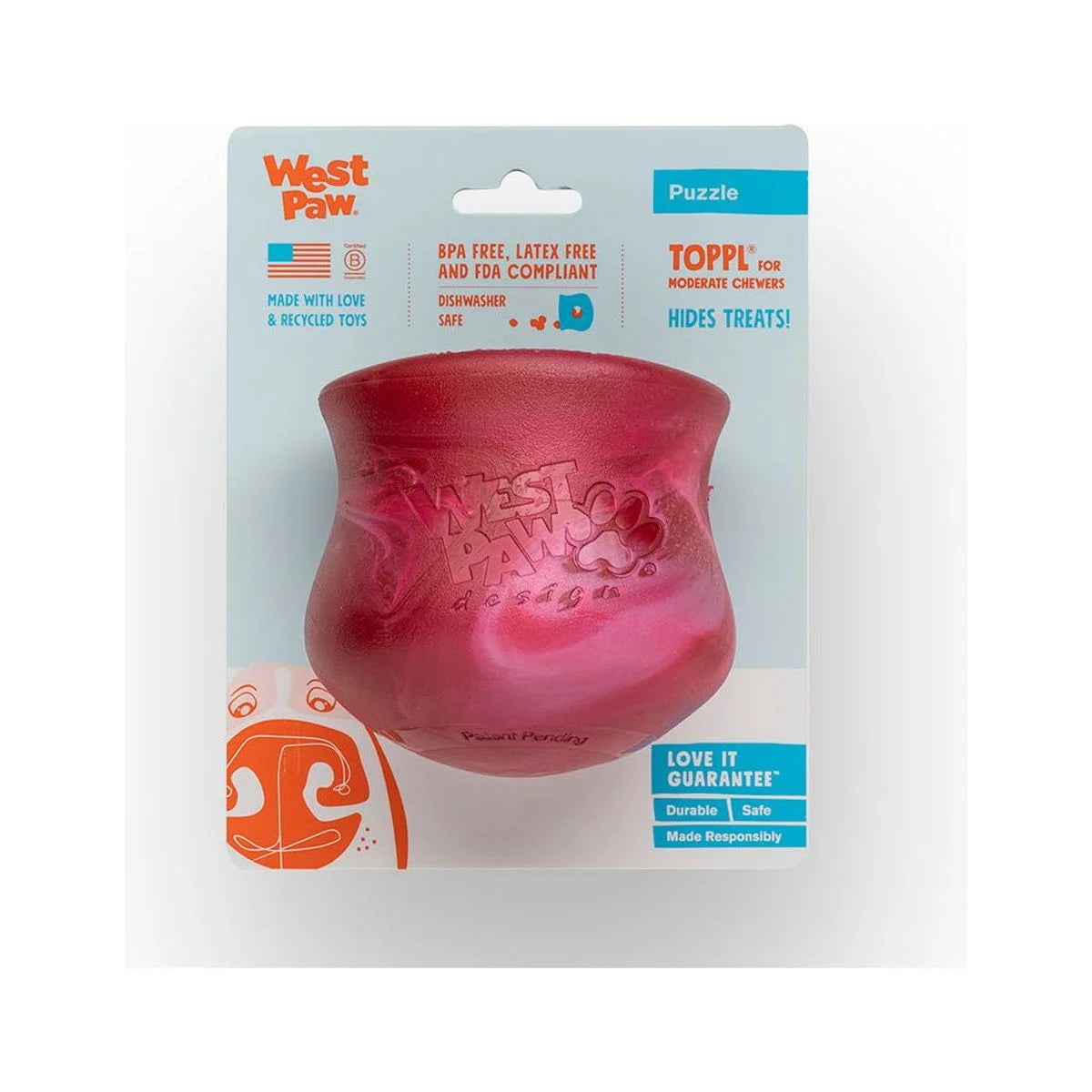West Paw Zogoflex Toppl Small Candy Cane Dog Toy