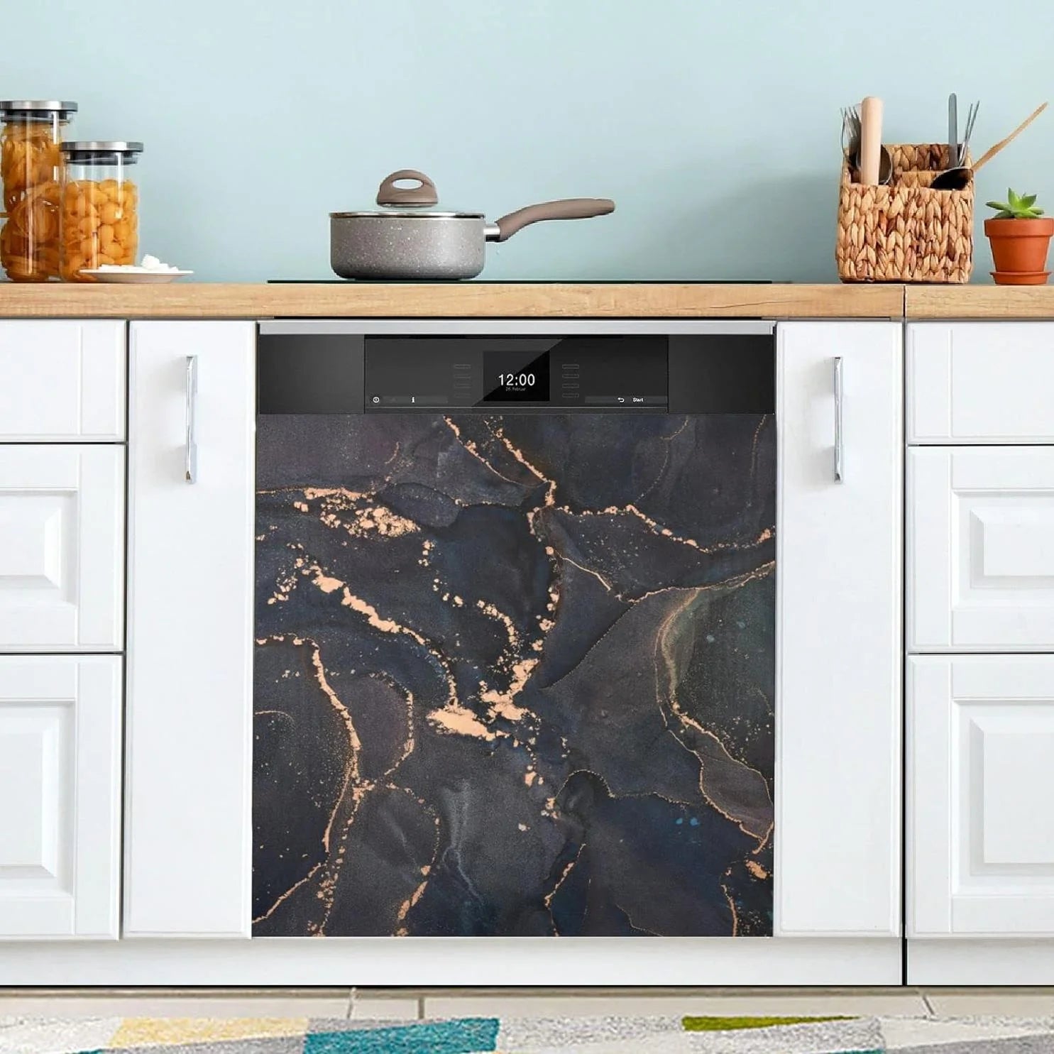 Hyjoy 23x26In Marble Texture Dishwasher Magnet Cover Decorative Magnetic Door Cover Front Dishwasher Cover Decoration Kitchen Magnetic Panel Sticker for Kitchen