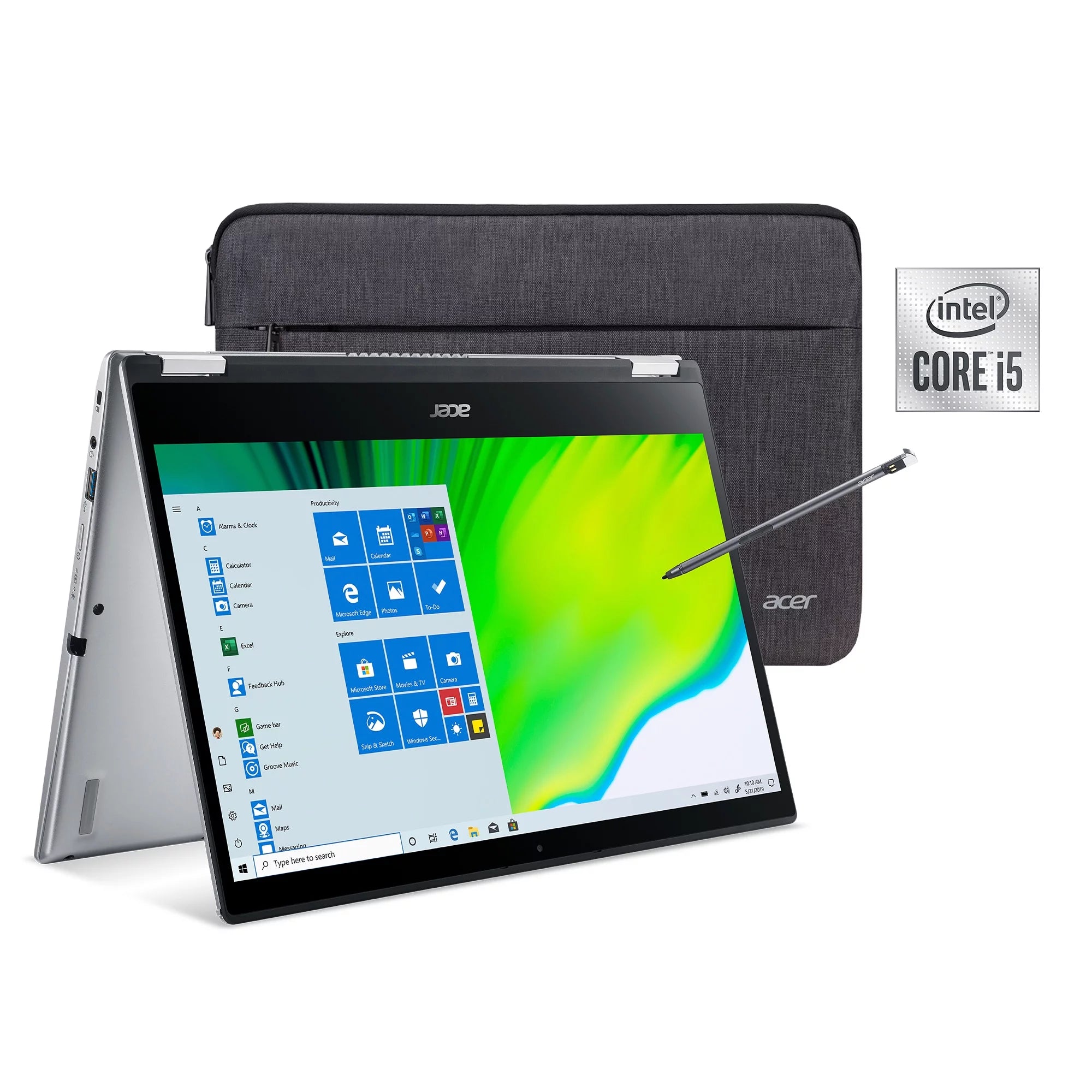Acer Spin 3, 14.0 Full HD IPS Touch, Thunderbolt 3, Convertible, 10th Gen Intel Core i5-1035G1, 8GB LPDDR4, 256GB NVMe SSD, Silver, Windows 10, SP314-54N-58Q7