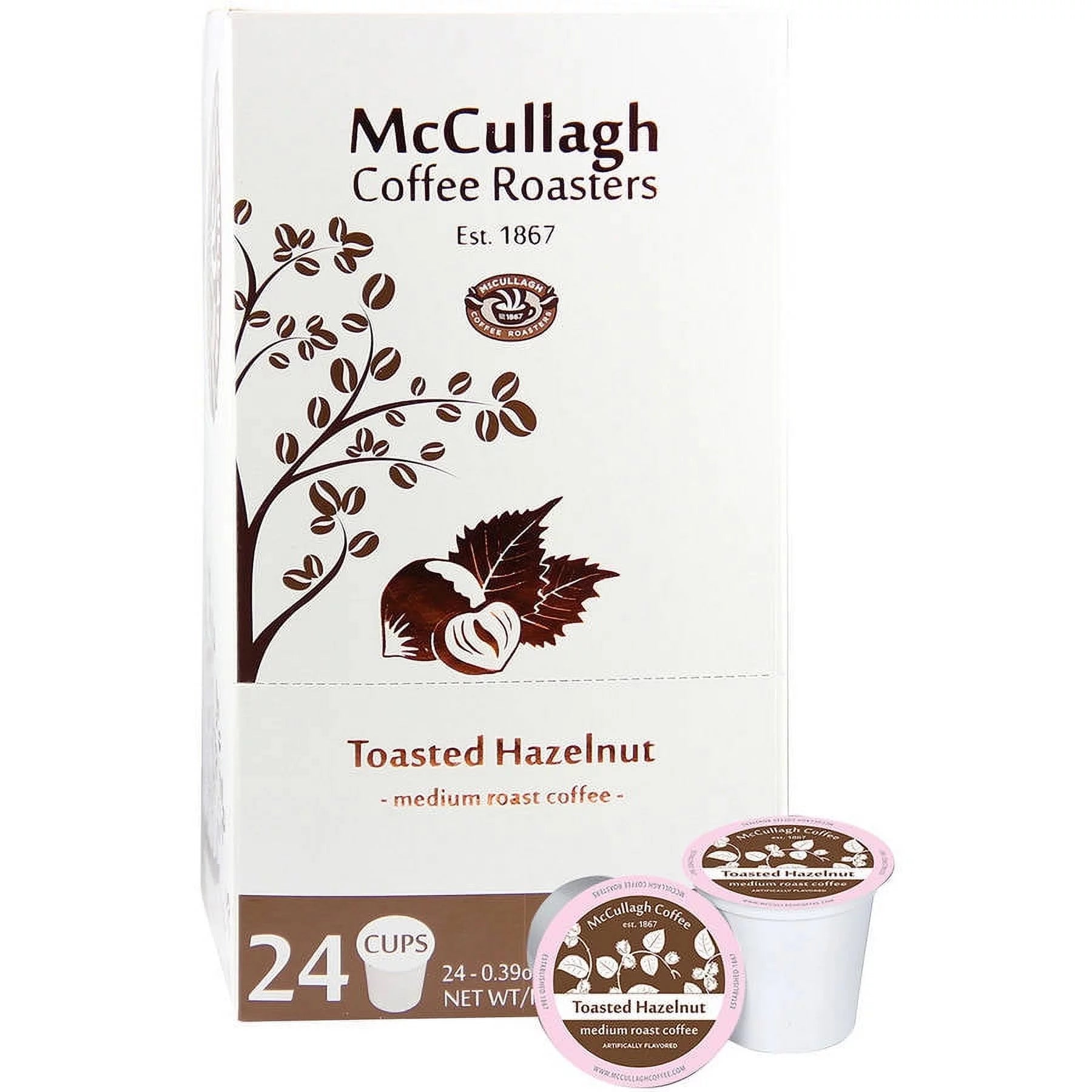 McCullagh Coffee Roasters Toasted Hazelnut Medium Roast Single Serve Coffee Cups, 24 count, (Pack of 4)