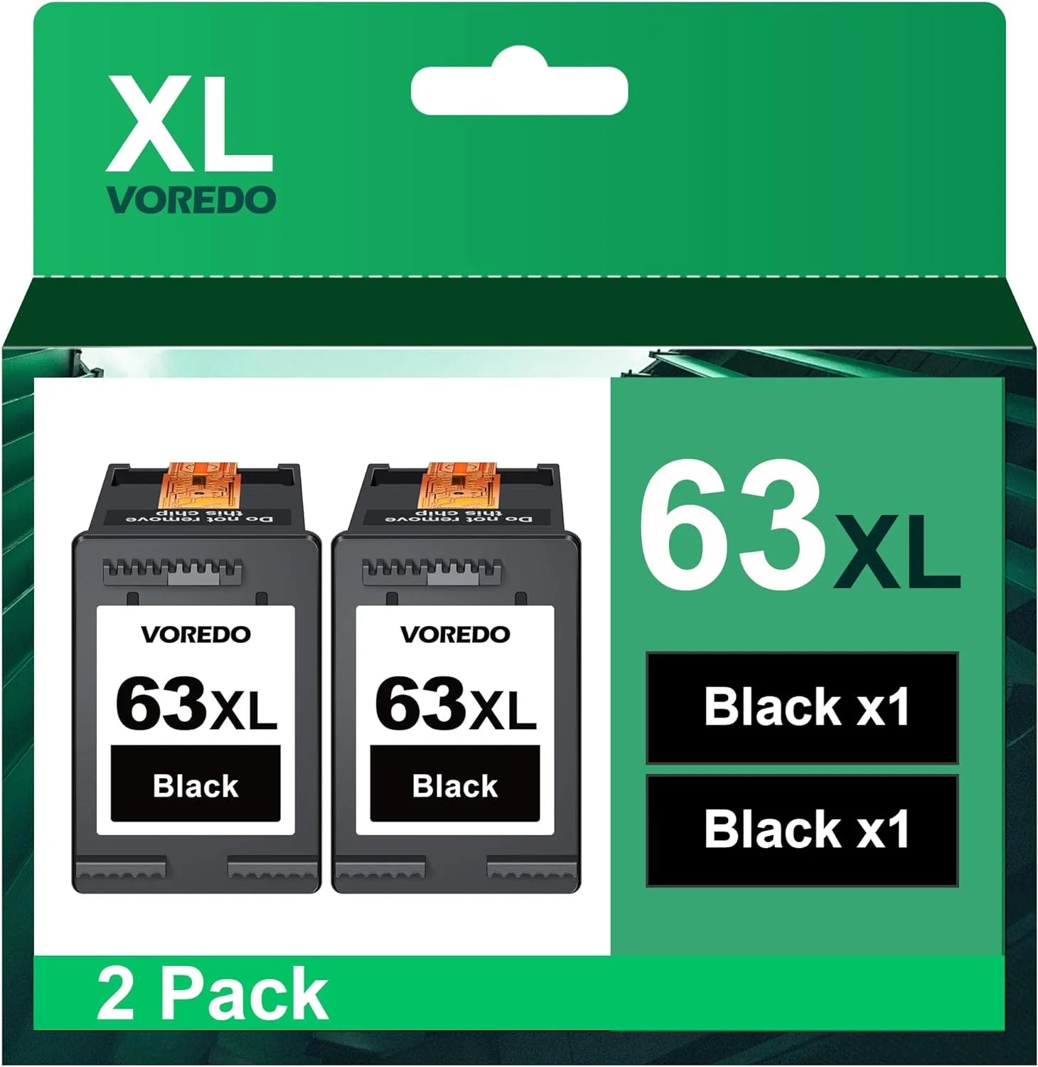 63XL Black Ink Cartridge (2-Pack), Replacement for HP Ink 63 63XL Black Ink Cartridge for HP OfficeJet 3830 4650 4655