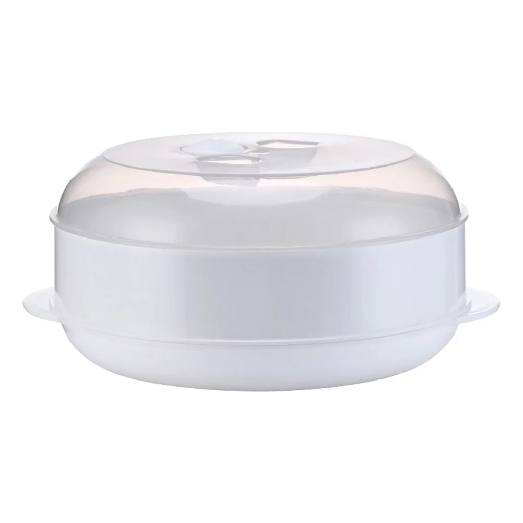 Round Microwave Steamer Heating Steamer with Lid Veggies Fish Cookware Tier