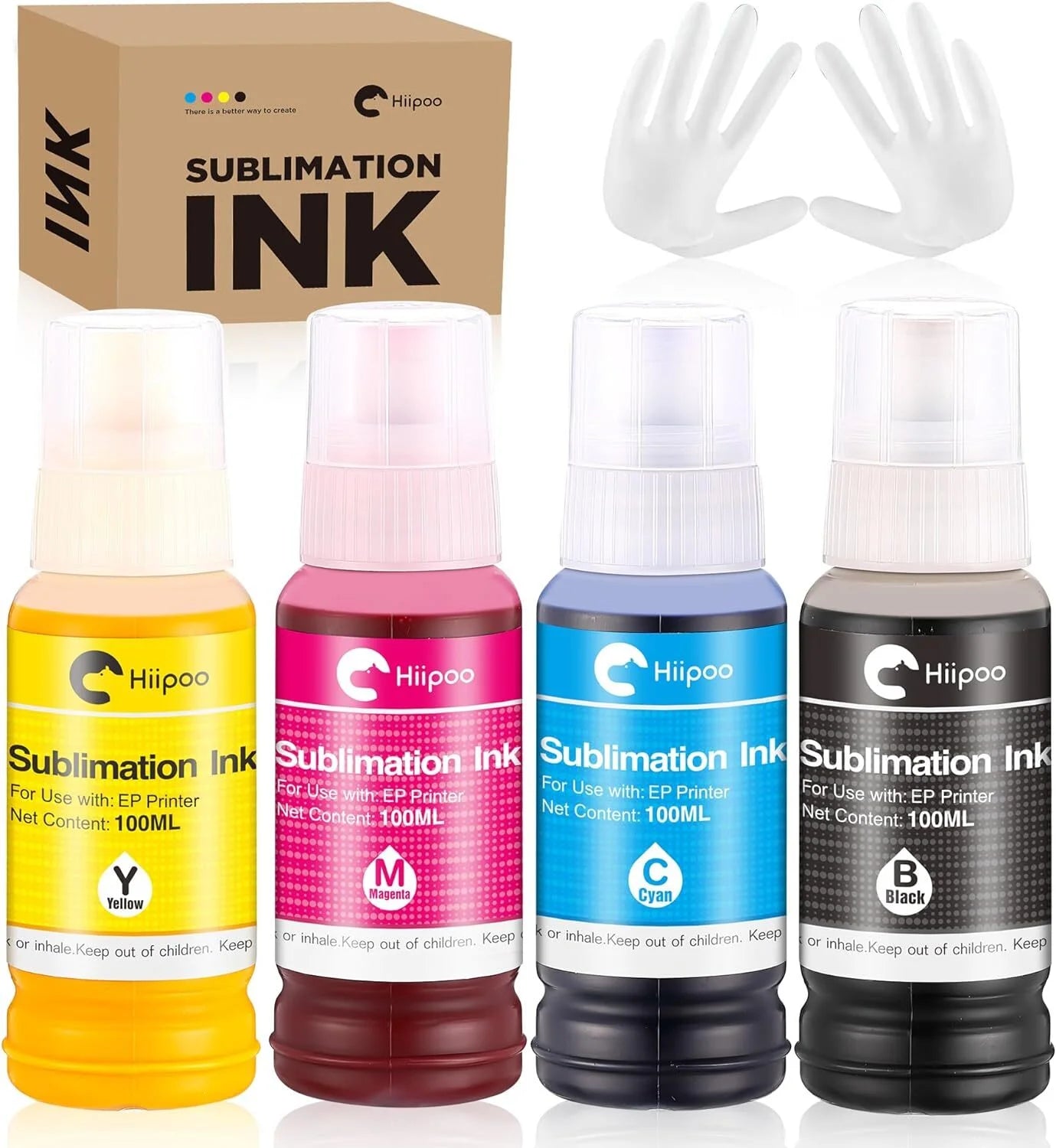 Hiipoo Sublimation Ink Work compatible with Supertank Inkjet Printers ET-2400 ET-2720 ET-2800 ET-2803 ET-2850 ET-3760 ET-4760 ET-4800 ET-15000 (Autofill/ICC-Free/Anti-UV)