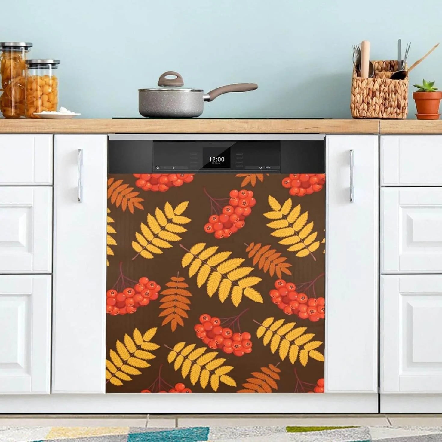 Hyjoy Autumn Dishwasher Magnet Cover Decorative Magnetic Door Cover Front Dishwasher Cover Decoration Kitchen Magnetic Panel Sticker for Kitchen,23x26inch