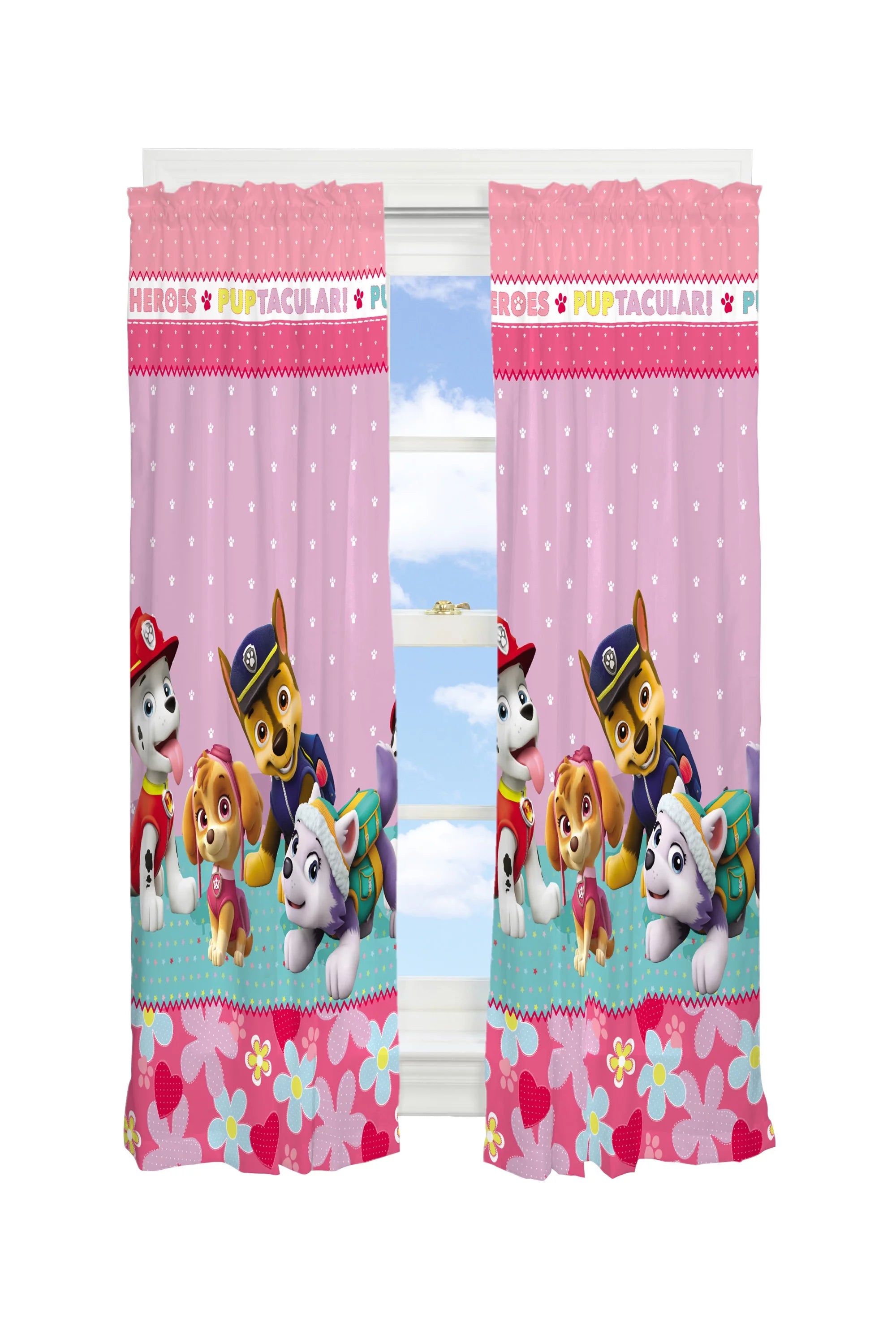 Paw Patrol Girl Best Pup Pals Kids Room Darkening Window Curtain Panels, 63-Inches In L, Set Of 2