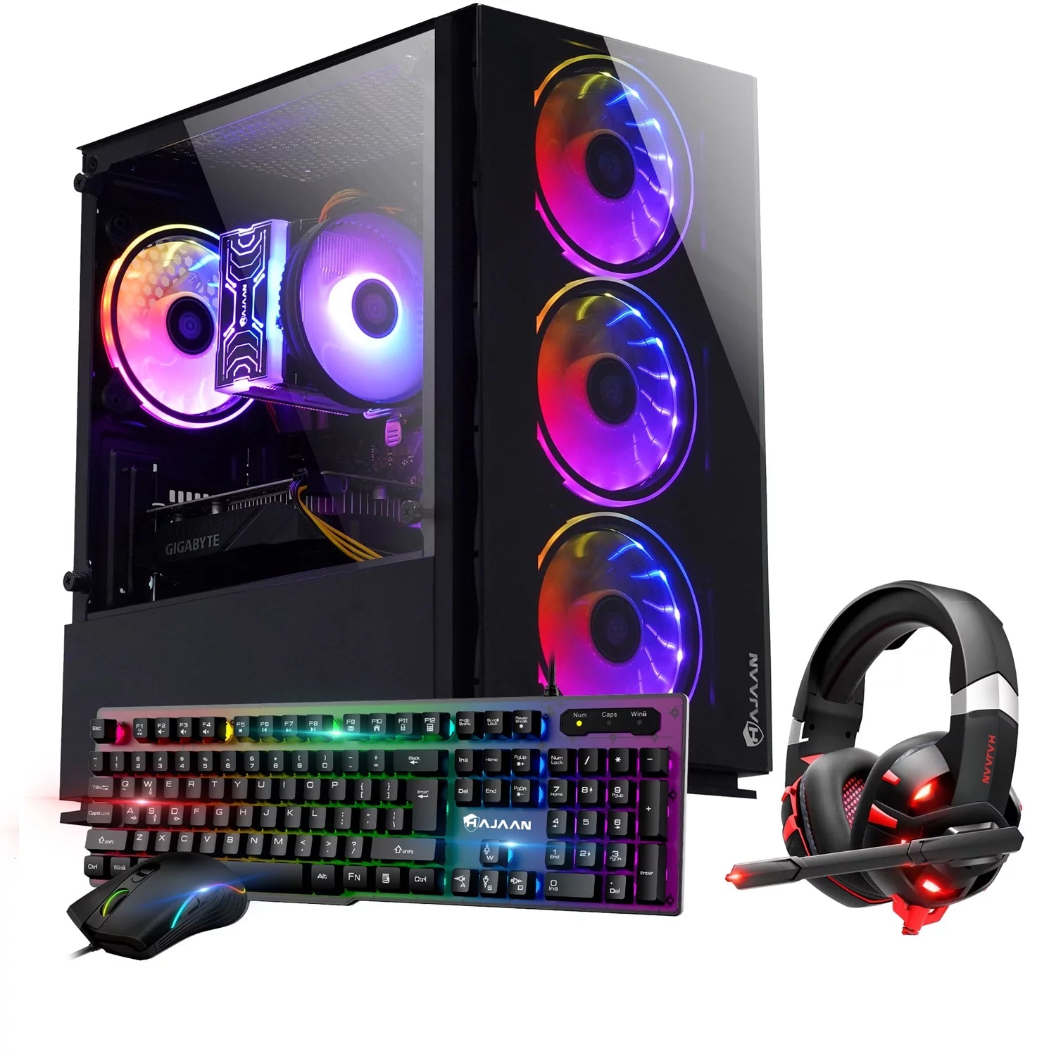 HAJAAN BREEZE Gaming Desktop Tower PC - Intel Quad-Core i3 Processor 3.6GHz, 16GB DDR4 RAM, 512GB SSD, AMD RX 550 4GB GDDR5, WiFi Ready, HDMI, Windows 11 Pro