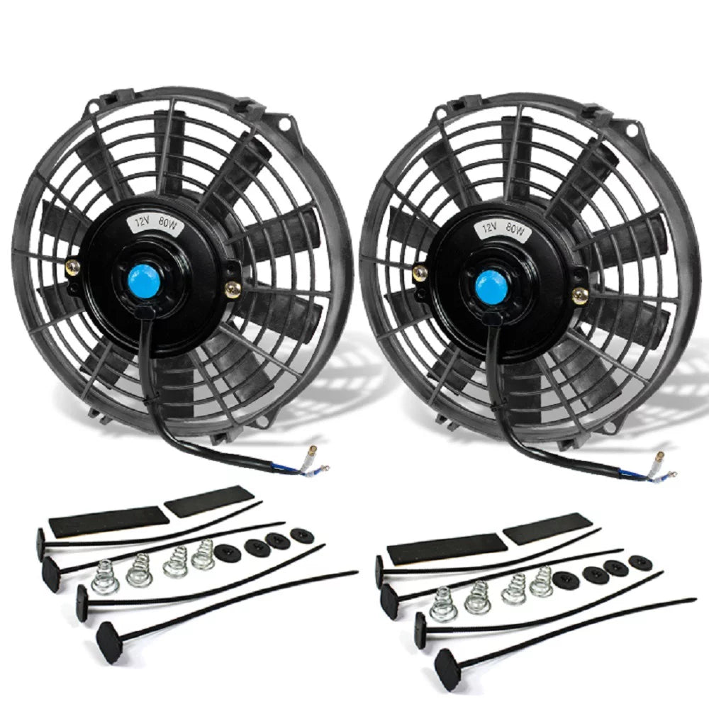 DNA Motoring RAF-9+FMK-X2 2Pcs 9 Inch High Performance Electric Radiator Cooling Fan kit (Black)