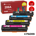 206A Toner Cartridge(With Chip)Replacement for HP 206A W2110A 206X W2110X for HP Color Pro MFP M283FDW M255DW M283CDW M283 M255 Printer Ink (Black Cyan Yellow Magenta, 4-Pack)