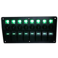 Geloo 8 Gang Rocker Switch Panel Circuit Breaker Overload Protection Aluminum Panel Waterproof 12V/24V Marine Switch for Cars Trucks Boats RVs