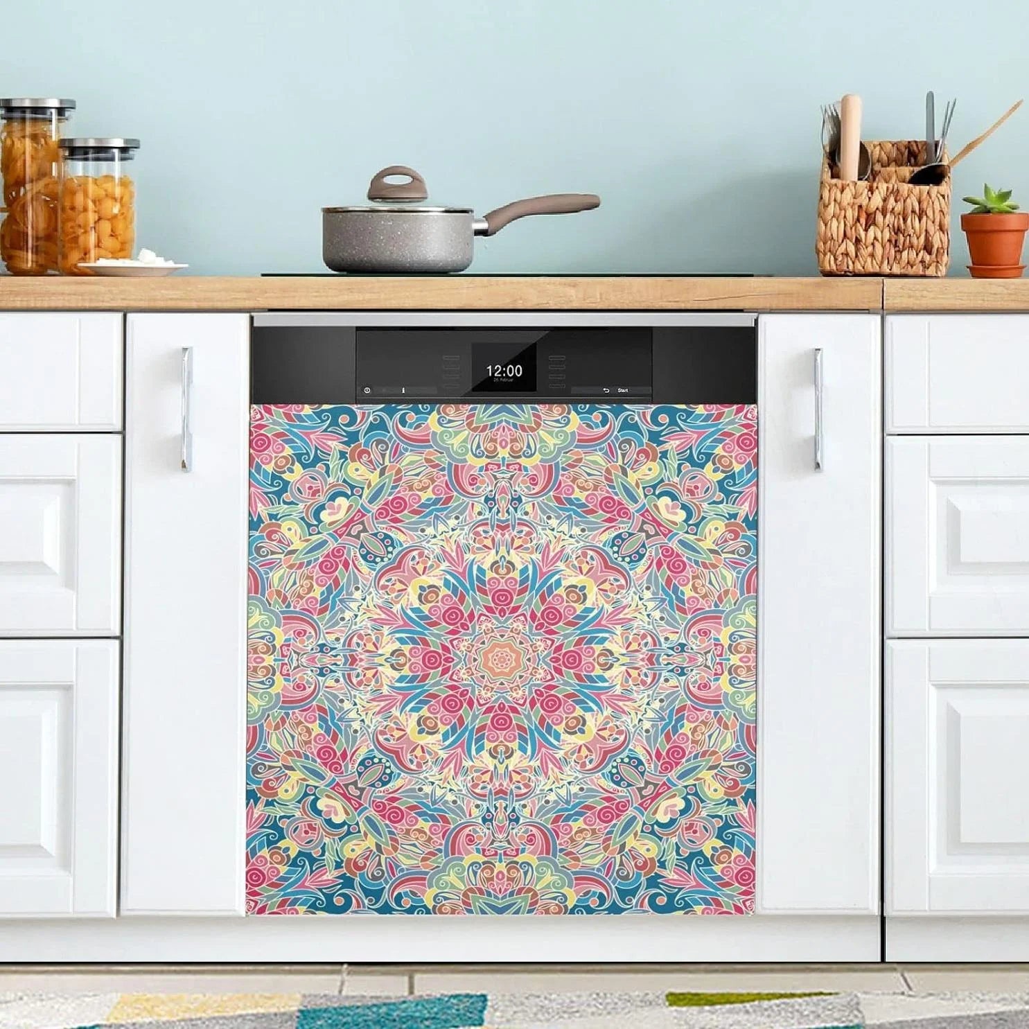 Hyjoy 23x26In Mandala Dishwasher Magnet Cover Decorative Magnetic Door Cover Front Dishwasher Cover Decoration Kitchen Magnetic Panel Sticker for Kitchen