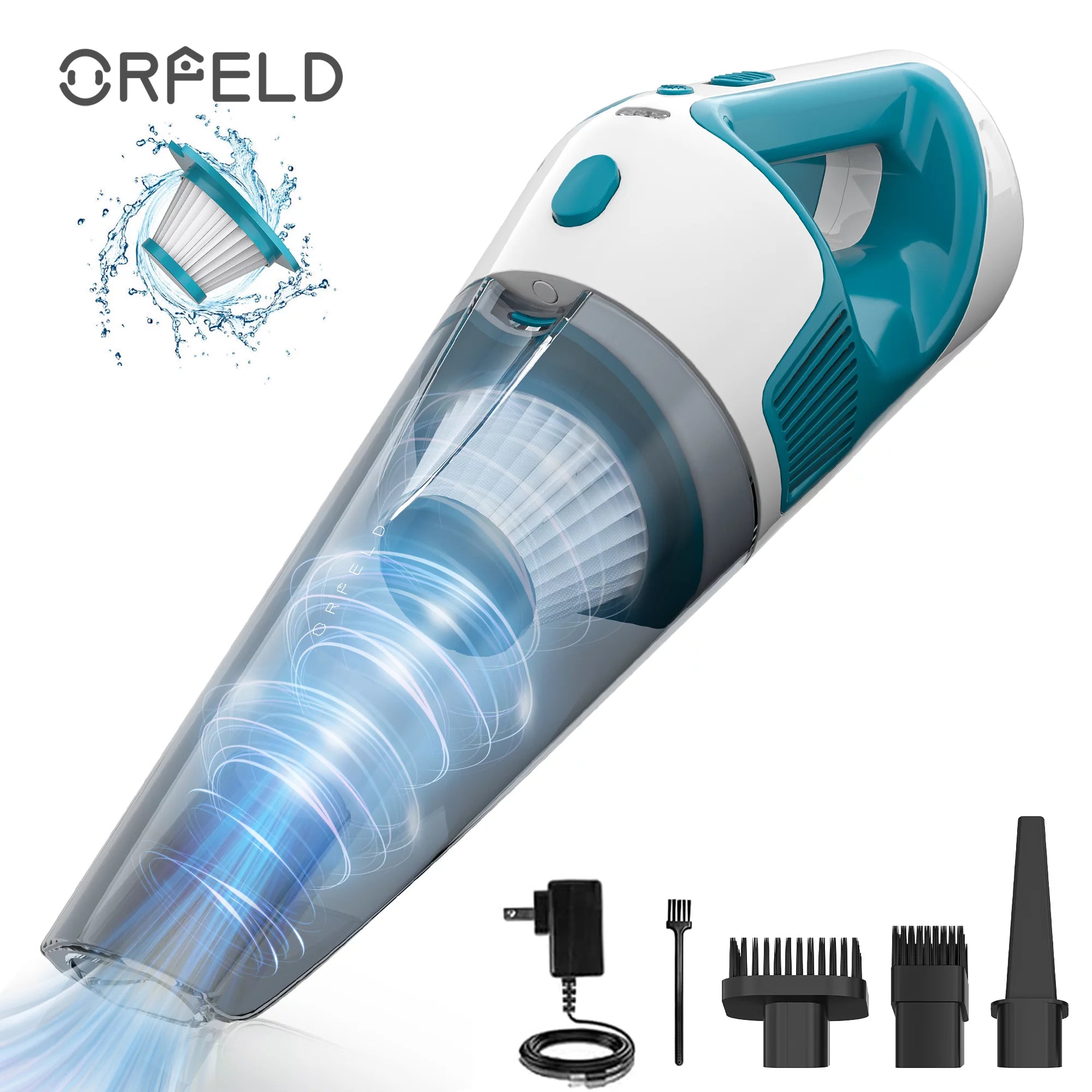 ORFELD Handheld Cordless Vacuum, Lightweight and Portable Vacuum Cleaner with 8.5Kpa Cyclonic Suction, Multi-Surface, for Home and Car