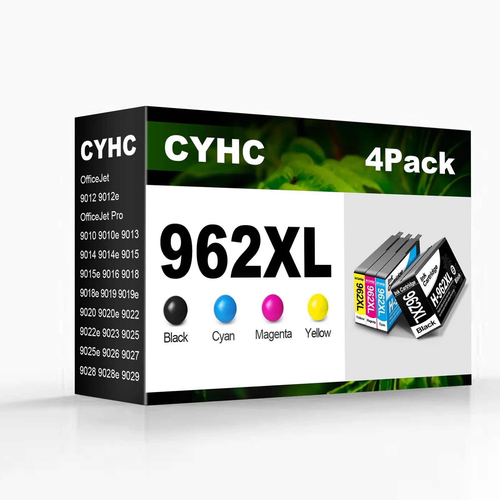 CYHC Remanufactured Ink Cartridges Replacement for 962XL 962 XL for OfficeJet Pro 9015 9015e 9010 9025 9025e 9020 9018 9012 9028 Printer (1 Black 1 Cyan 1 Magenta 1 Yellow, 4 Pack)