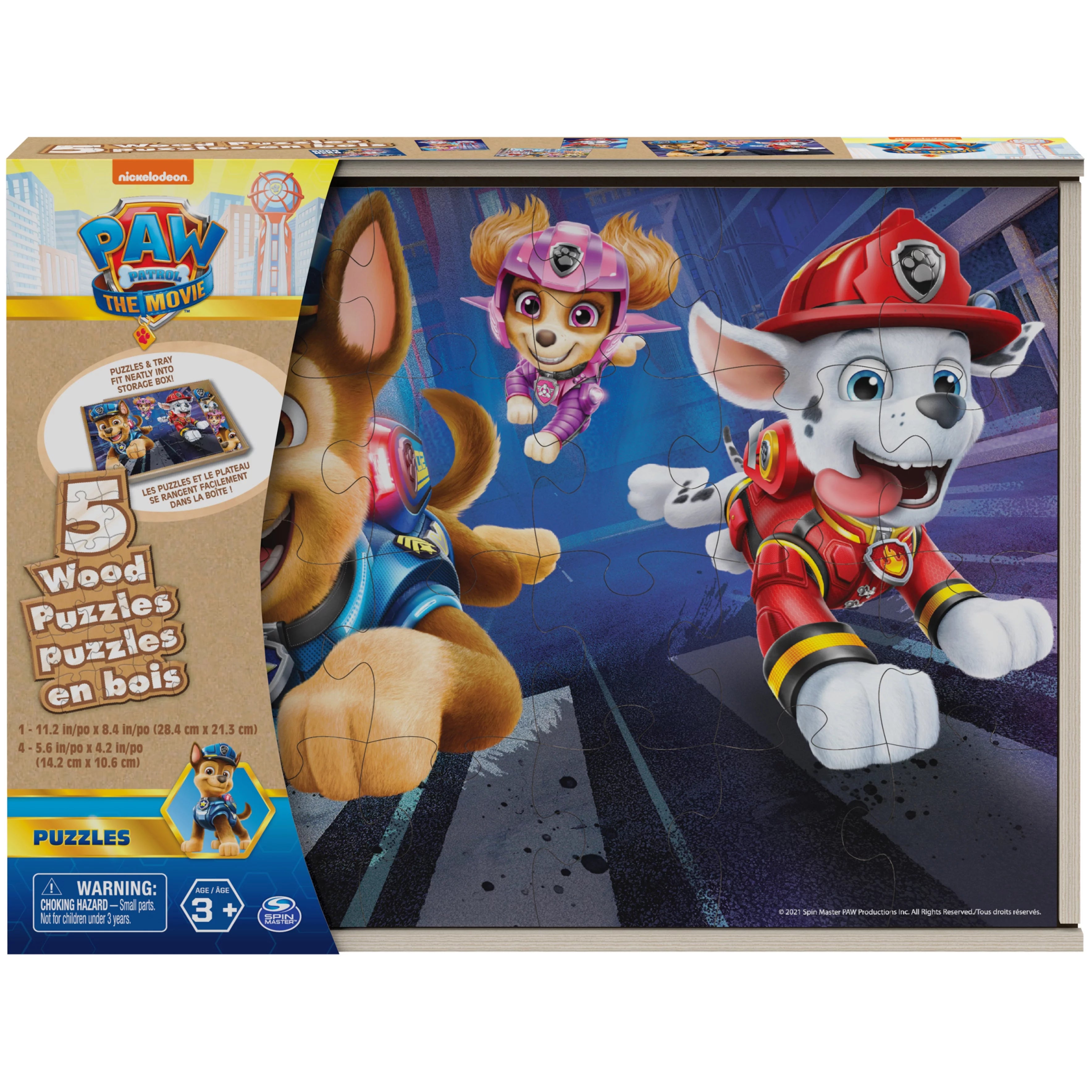 PAW Patrol: The Movie 5-Pack of Wood Jigsaw Puzzles for Kids 3 and up