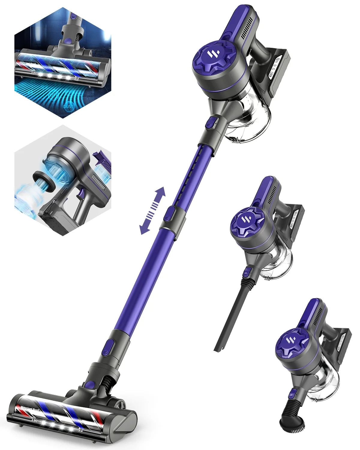Bossdan Cordless Stick Vacuum Cleaner, Powerful Suction Lightweight Vacuum Cleaner for Hard Floor