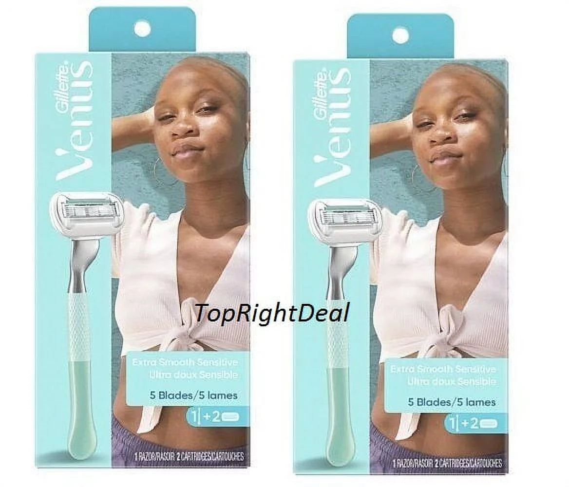 2 Pack - Gillette Venus Extra Smooth Sensitive Design Edition Women's Razor - 1 Handle + 2 Refills/each