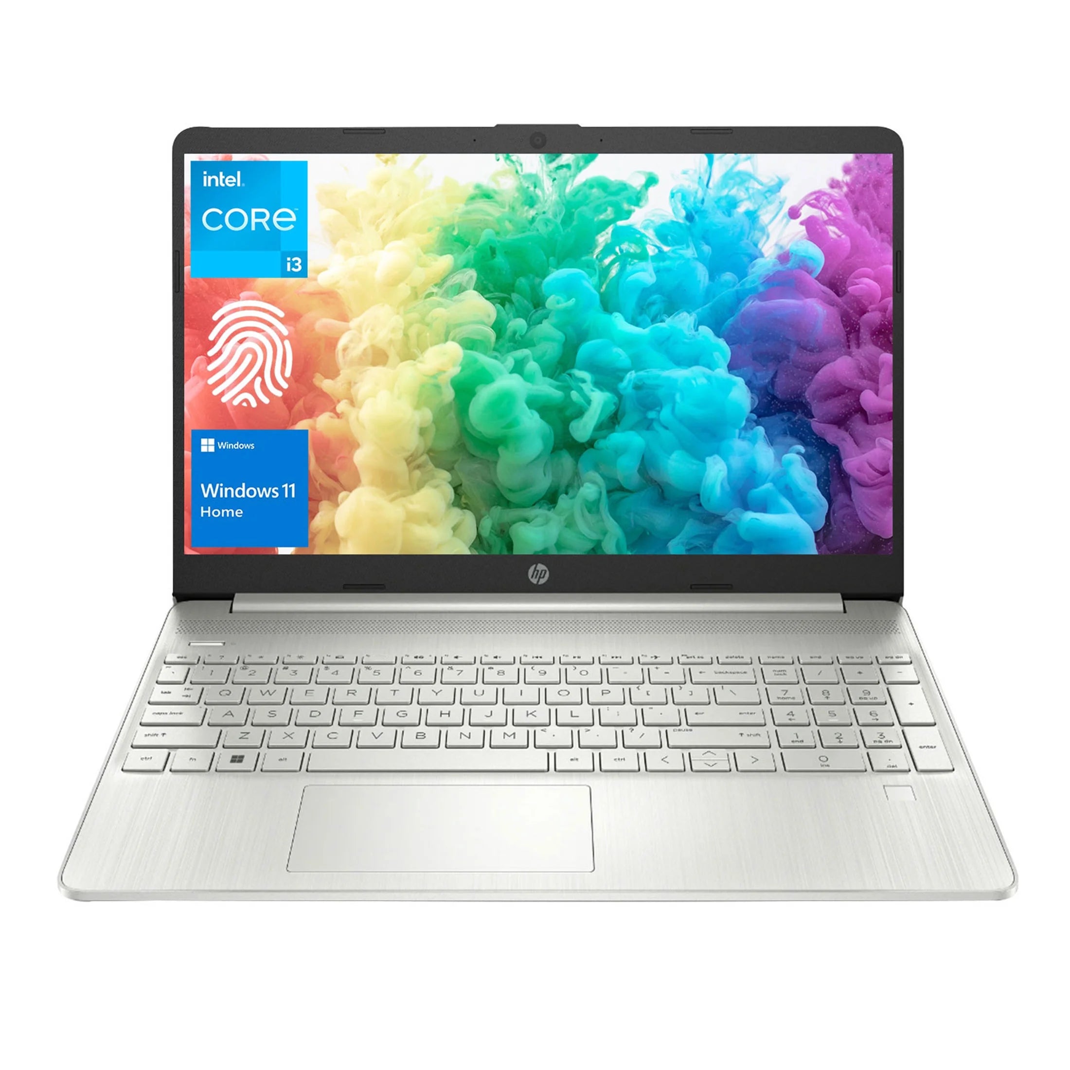 HP Essential Laptop, 15.6 FHD Display, Intel Core i3-1215U, 8GB RAM, 512GB SSD, Fingerprint Reader, Webcam, SD Card Reader, Wi-Fi, Windows 11 Home, Silver