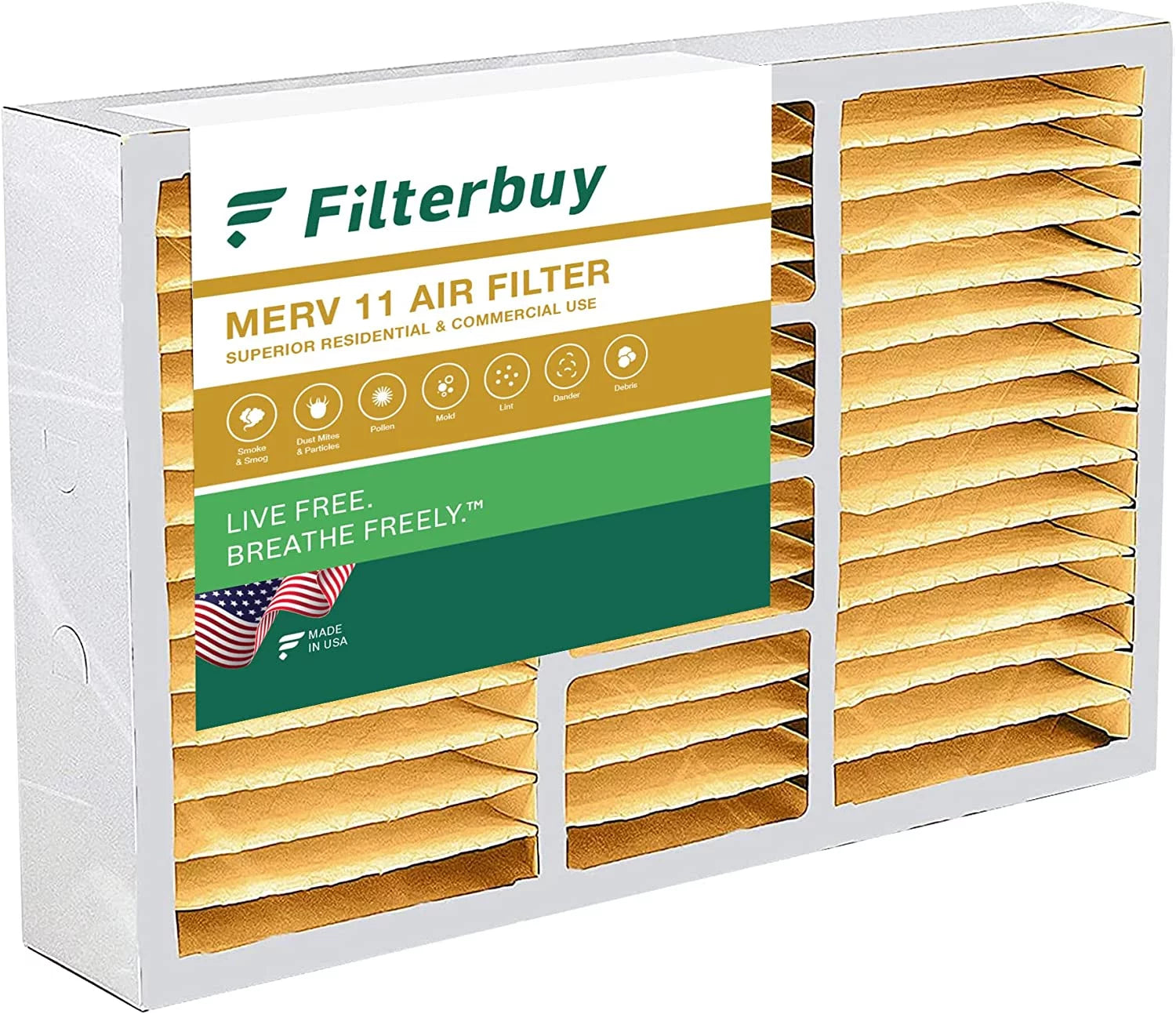 Filterbuy 14.5x27x5 MERV 11 Pleated HVAC AC Furnace Air Filters for Trane, American Standard, Honeywell, and Accumulair (1-Pack)