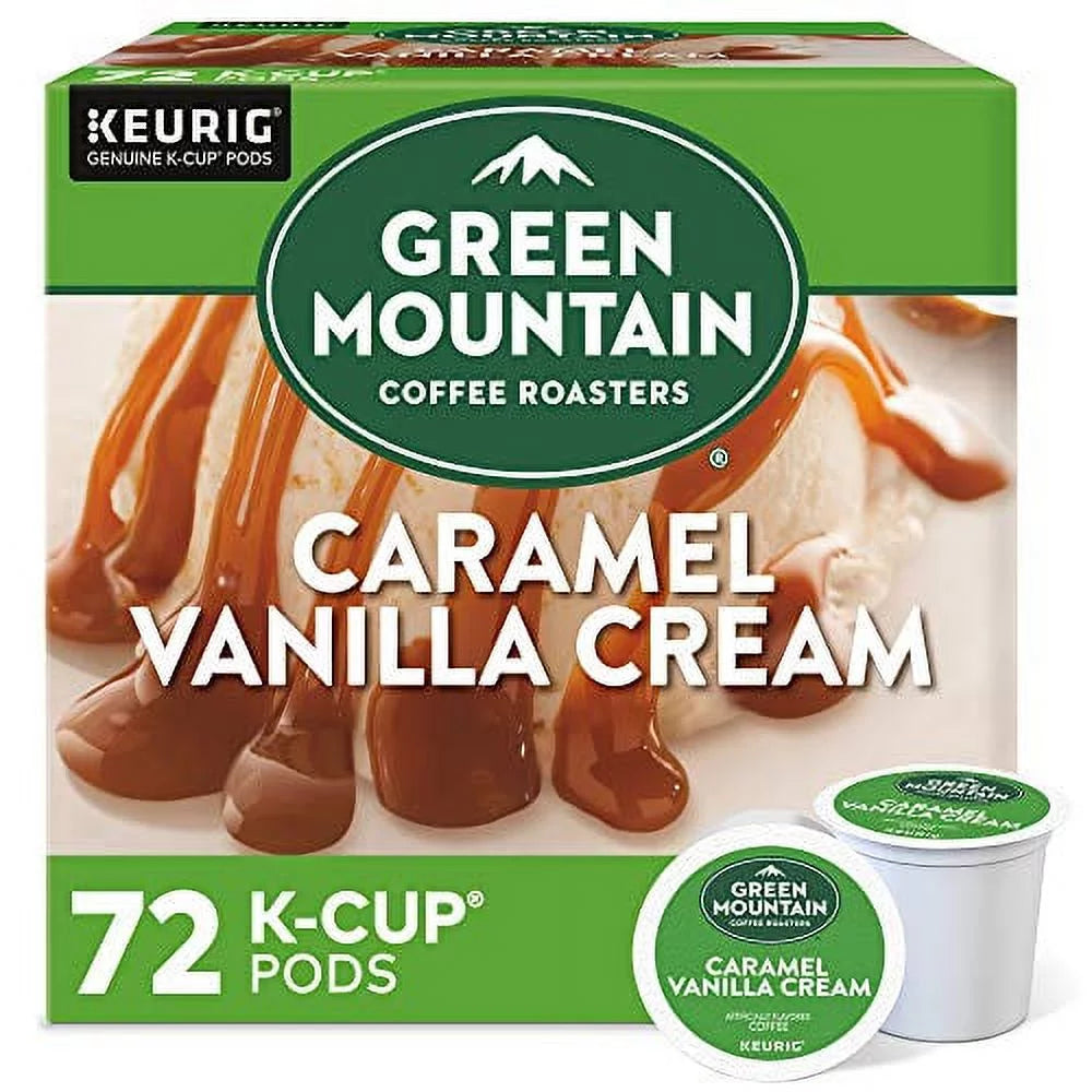 Green Mountain Coffee Roasters Caramel Vanilla Cream, Single-Serve Keurig K-Cup Pods, Flavored Light Roast Coffee, 72 Count