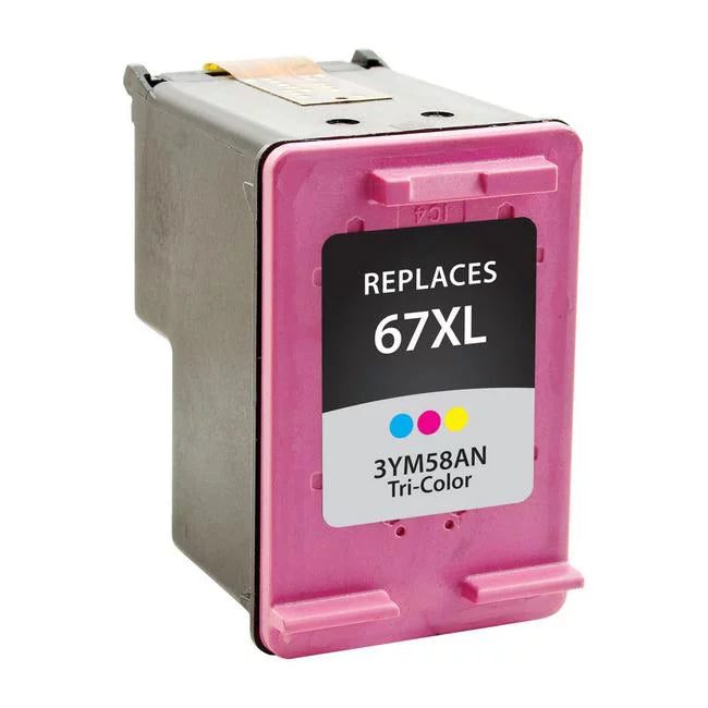 PrinterDash Replacement for Deskjet 2724/2725/2755e/4140/4155/Envy 6020/6030/6052/6075/6455/6475 Tri-Color High Yield Inkjet (200 Page Yield) (NO. 67XL) (3YM58AE)