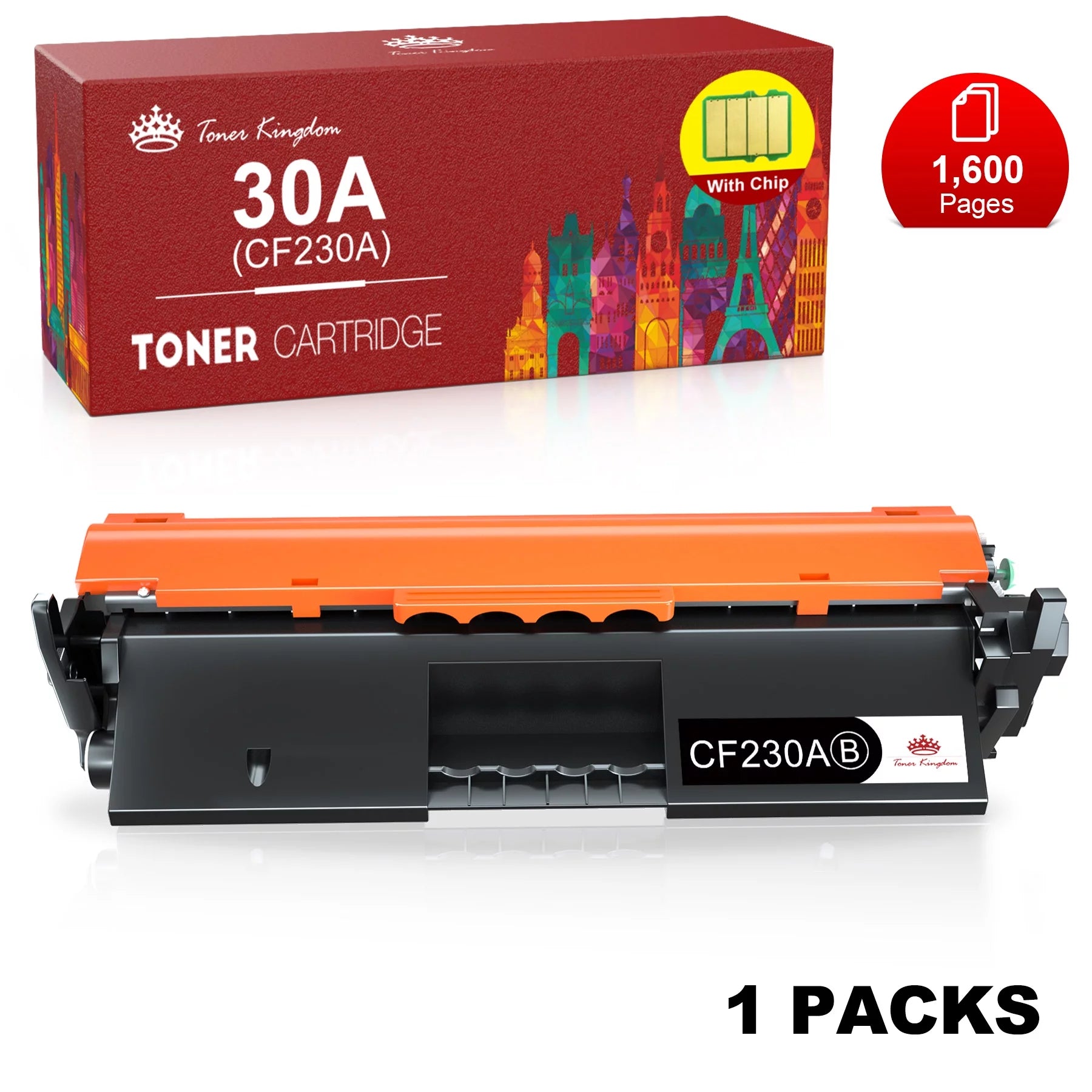 30A CF230A Toner for HP 30X CF230X Toner cartridges Laserjet Pro MFP M227fdn M227fdw M203dw M203dn M203d M227sdn M203 M227 Printer (Black, 1-Pack)