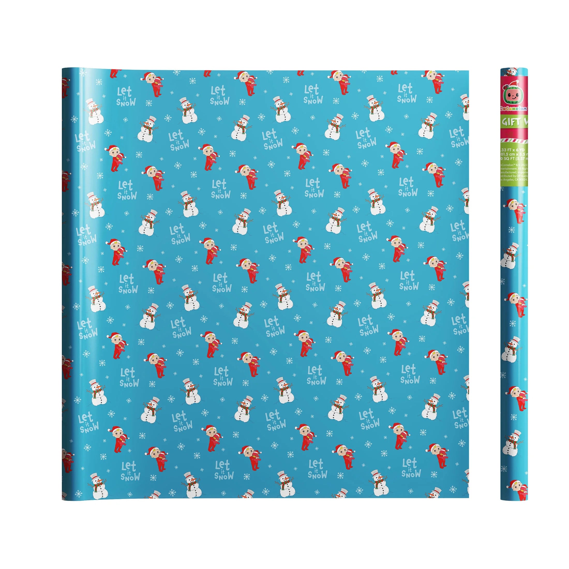 Cocomelon Themed Gift Wrap - Blue, 60 Sq.ft. Wrapping Paper for Christmas, Holidays & Birthdays