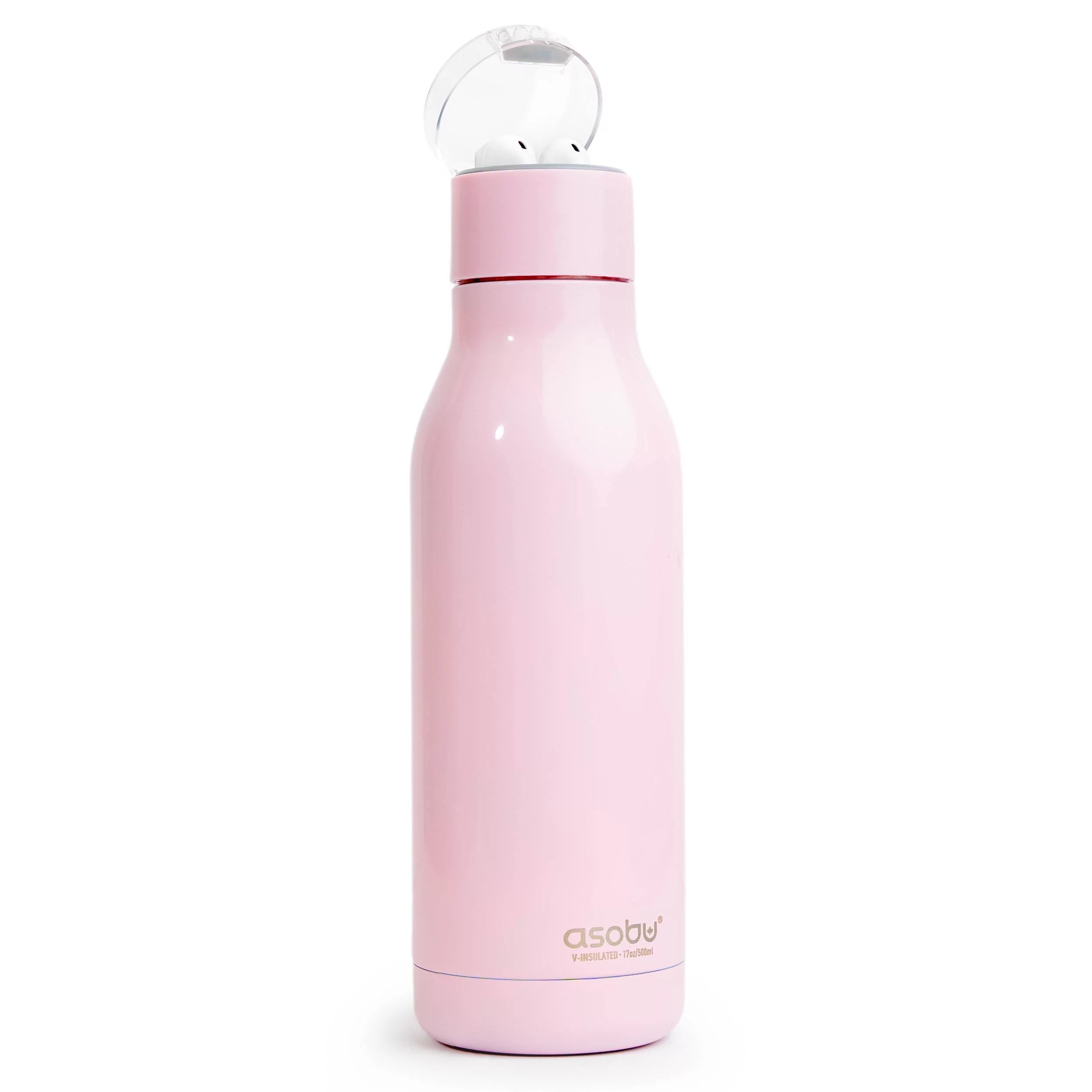 Asobu Earphone H2 Audio Insulated Water Bottle Stainless Steel 20 Ounce (Pink)