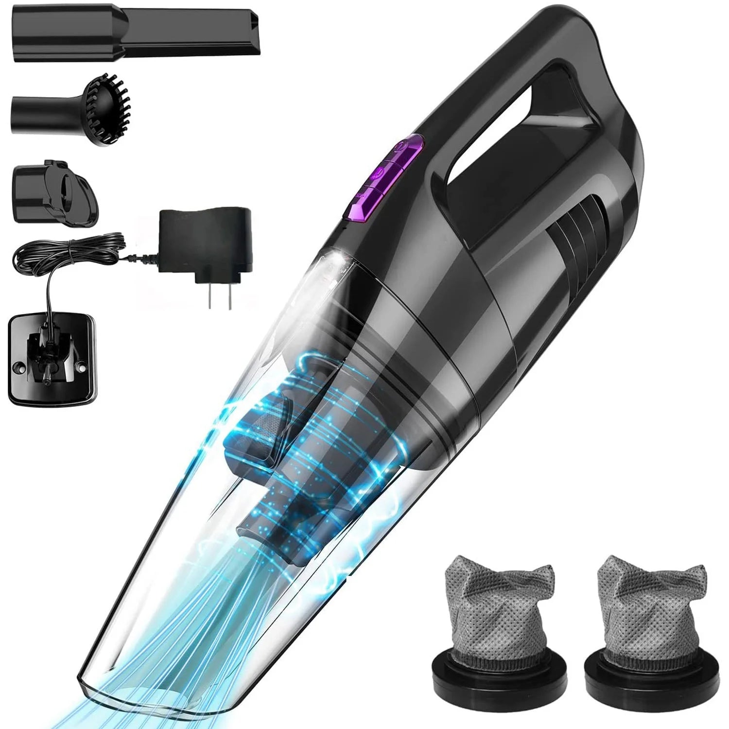 WHALL? Cordless Handheld Vacuum, Wet/Dry Cleaner with 8500PA Suction, LED Light, Lightweight/Portable