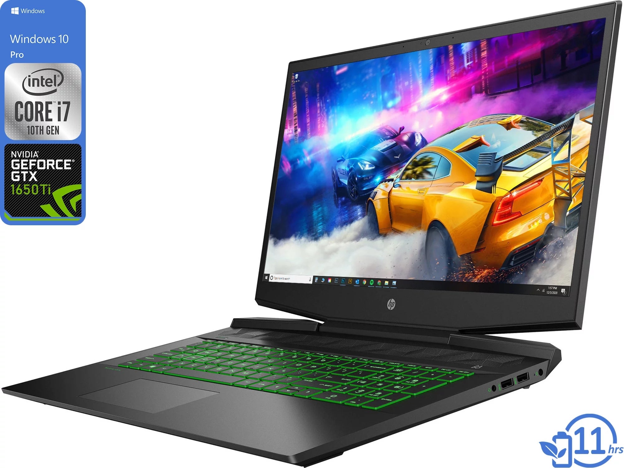 HP Pavilion 16 Gaming Notebook, 16.1 IPS FHD Display, Intel Core i7-10750H Upto 5.0GHz, 16GB RAM, 256GB NVMe SSD, NVIDIA GeForce GTX 1650 Ti, HDMI, DisplayPort via USB-C, Windows 10 Pro