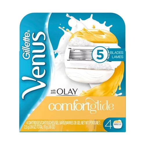 Gillette 5 Venus with Avec Olay Cartridges with Olay Conditioning Bars for Women, 4 Ea, 6 Pack