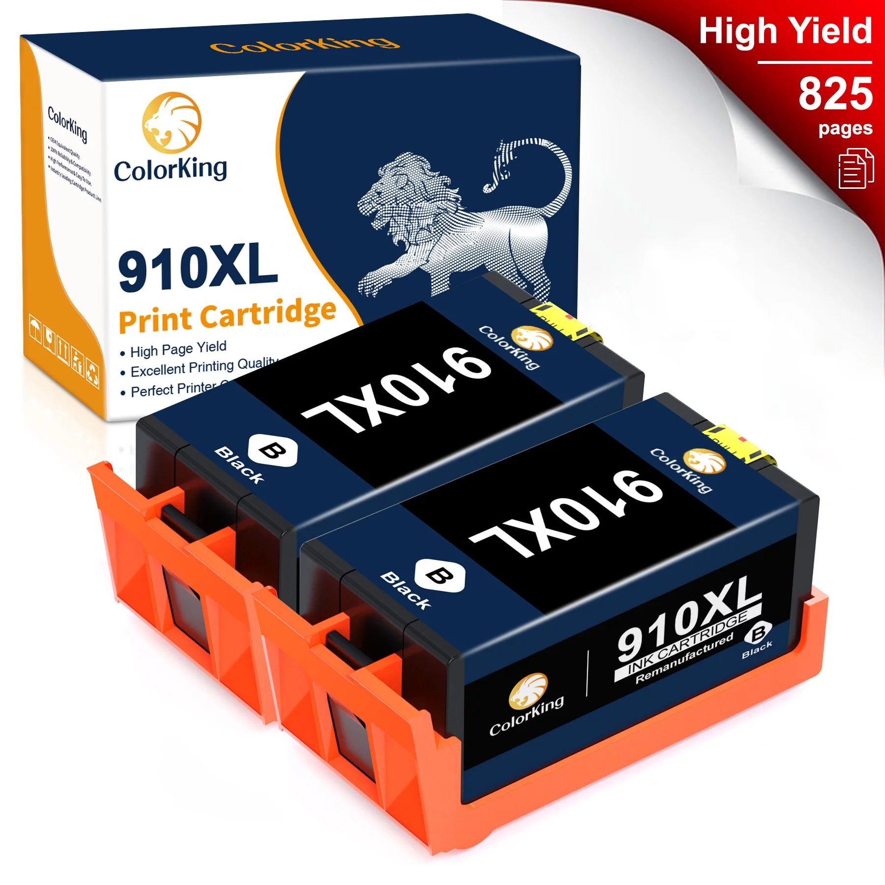 Colorking 910 XL Ink Cartridge Replacement for HP Ink 910XL Black to Use with Printers 8035 8028 8025 8035e 8020 8024 8015 8010 8025e 8035e (2-Pack)