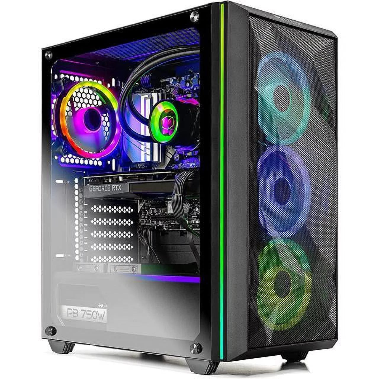Skytech Chronos Gaming PC Desktop - AMD Ryzen 7 3700X 3.6GHz, RTX 3080 10GB GDDR6X, 16GB DDR4 3200, 1TB SSD, 750W Gold PSU, 240MM AIO, AC WiFi, Windows 10 Home 64-bit, Black