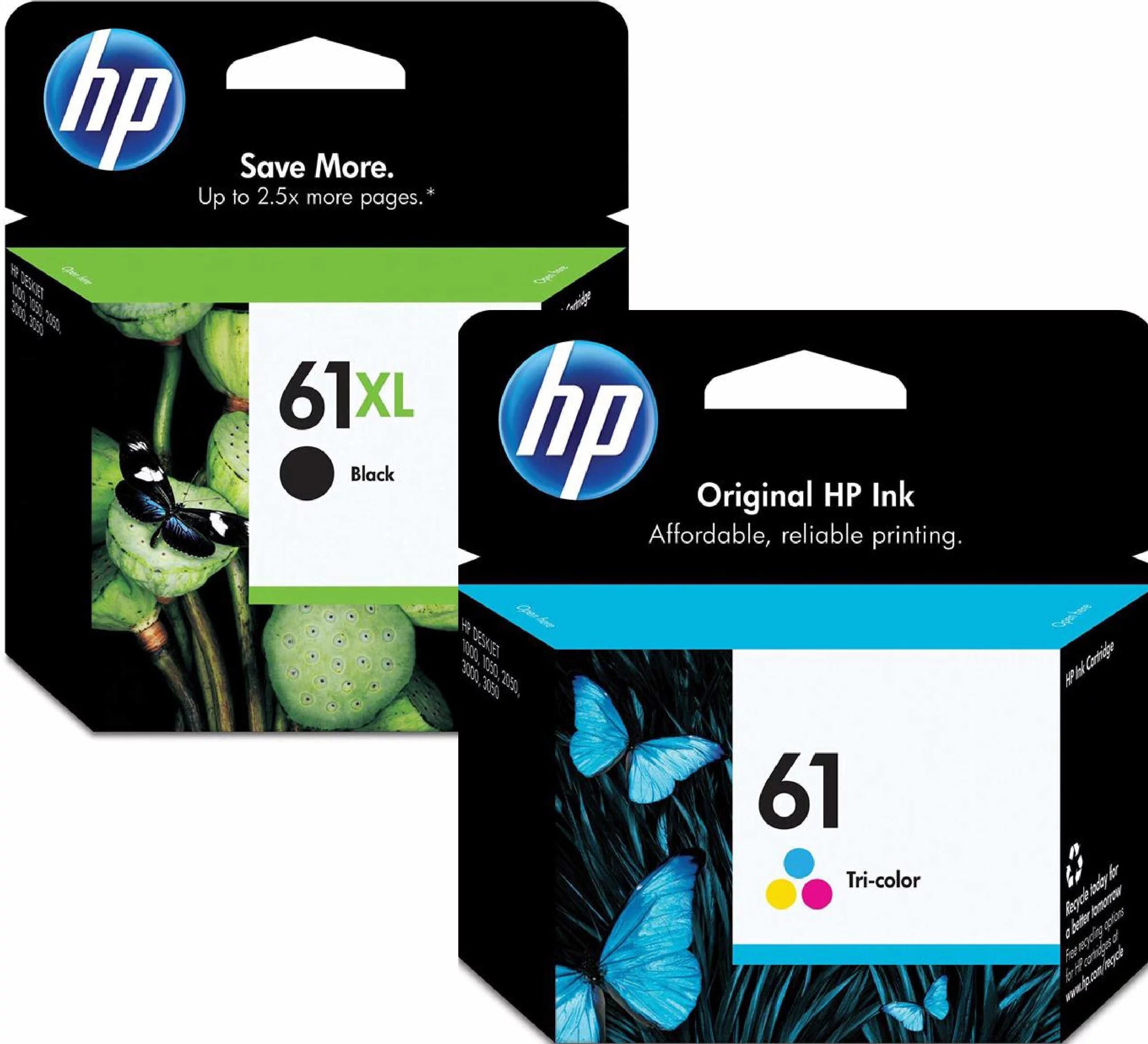 HP Original  61XL Black and 61 color (Standard)  Ink Cartridge Bundle (CH563WN,  CH562WN)