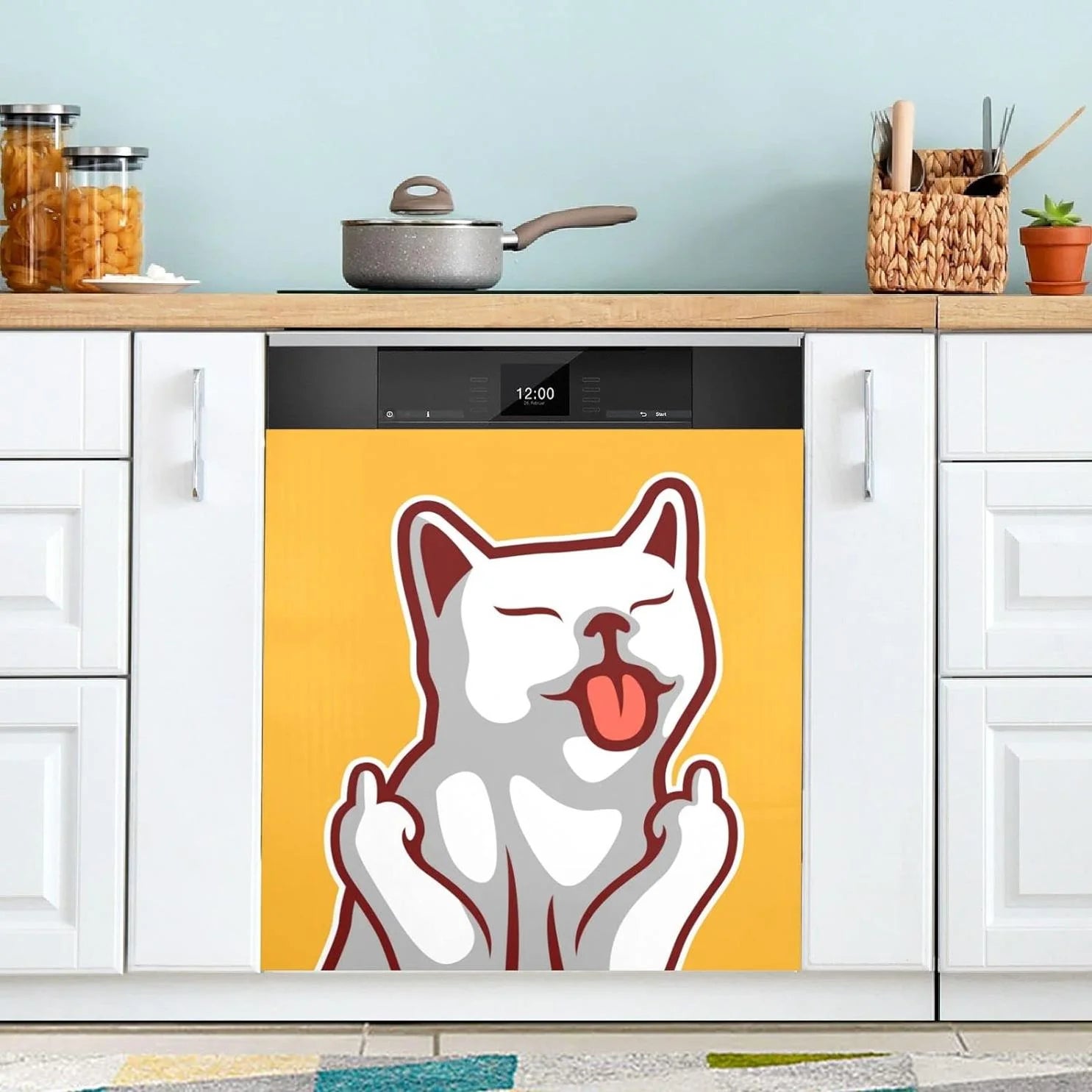 Hyjoy 23x26In Cat Dishwasher Magnet Cover Decorative Magnetic Door Cover Front Dishwasher Cover Decoration Kitchen Magnetic Panel Sticker for Kitchen