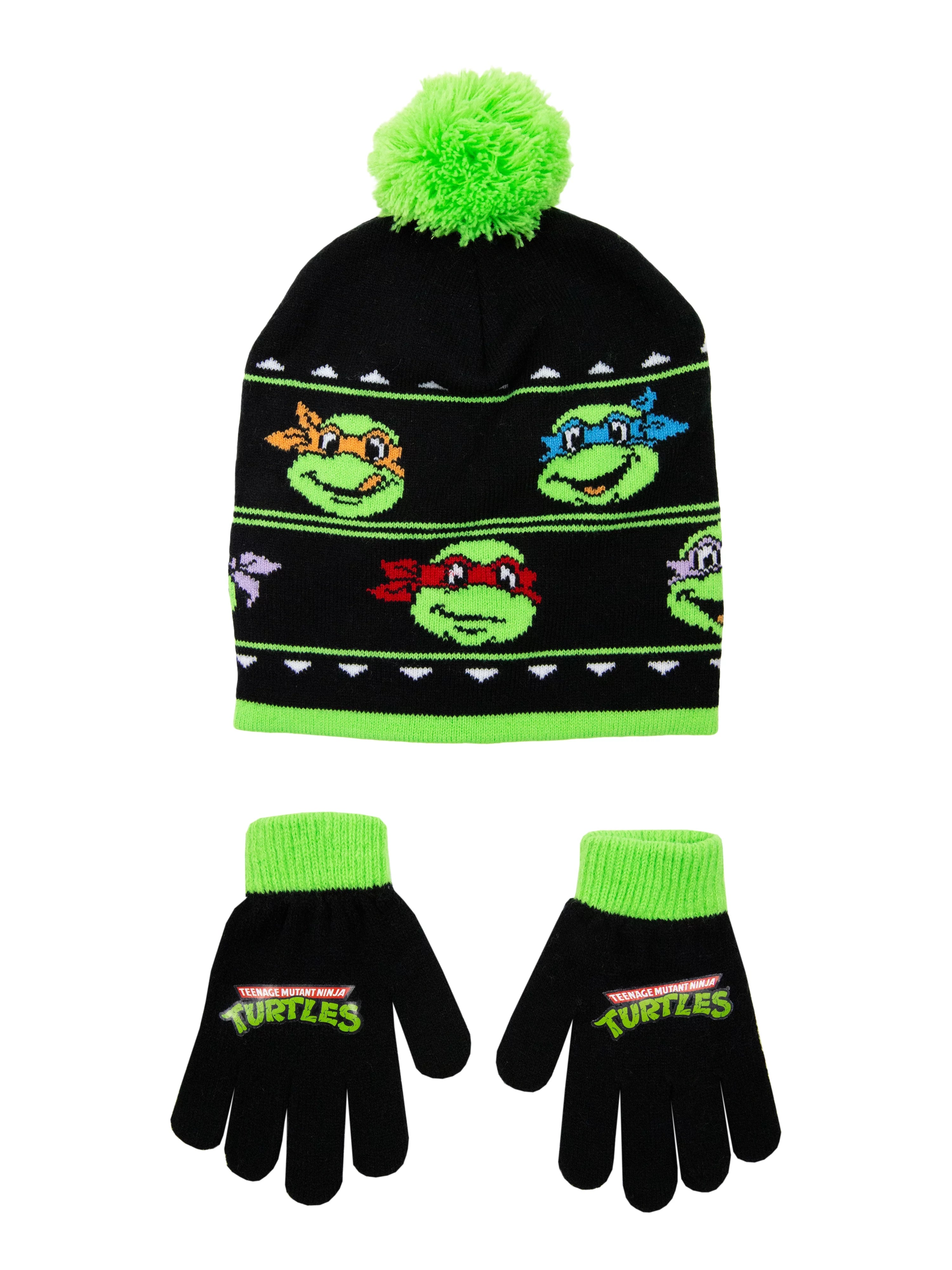 Teenage Mutant Ninja Turtles Boys Cold Weather Beanie Hat and Gloves Set, 2-Piece, One Size Fits Most