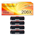Catch Supplies (No Chip) Compatible Toner for HP 206X W2110X for HP Color Pro MFP M283fdw M255dw M282nw M255 Laser Printer ink (Black Cyan Yellow Magenta, 4-Pack)